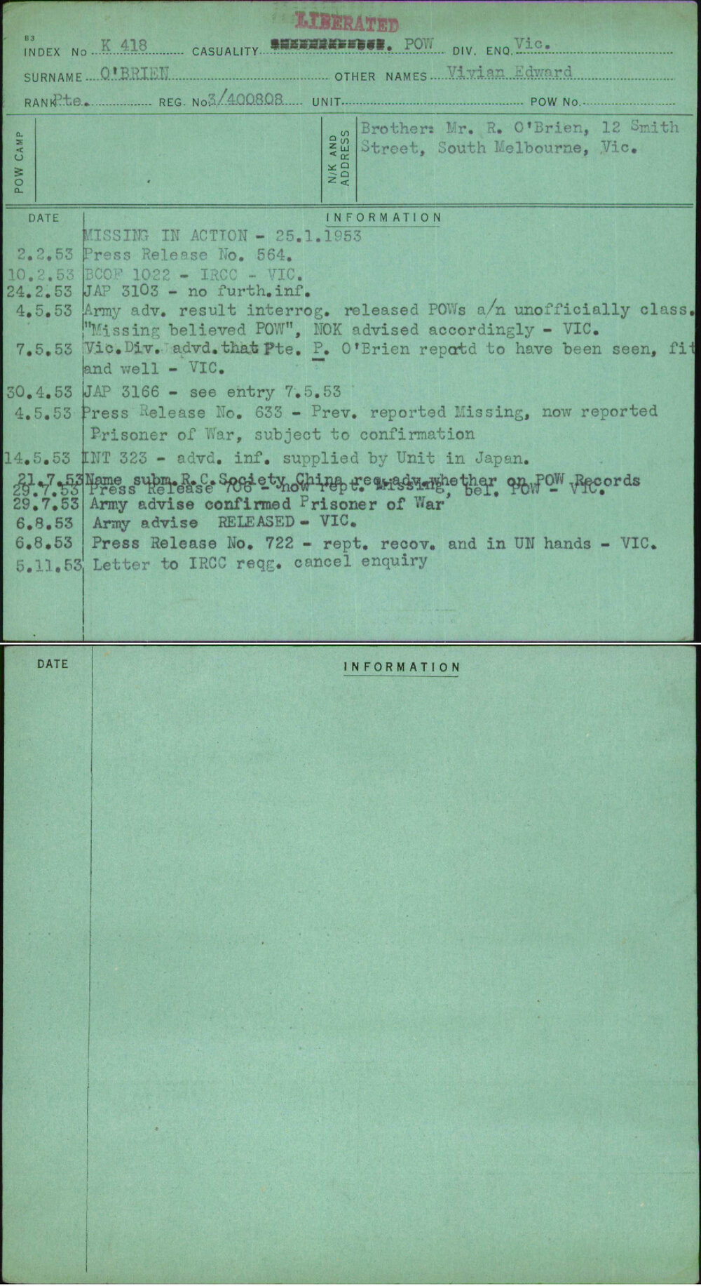 O'Brien, Vivian Edward, 3-400808