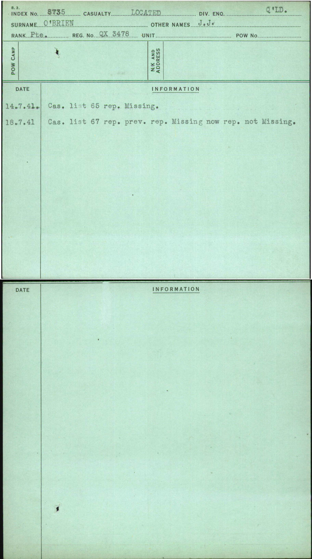 O'Brien, J J, QX3478