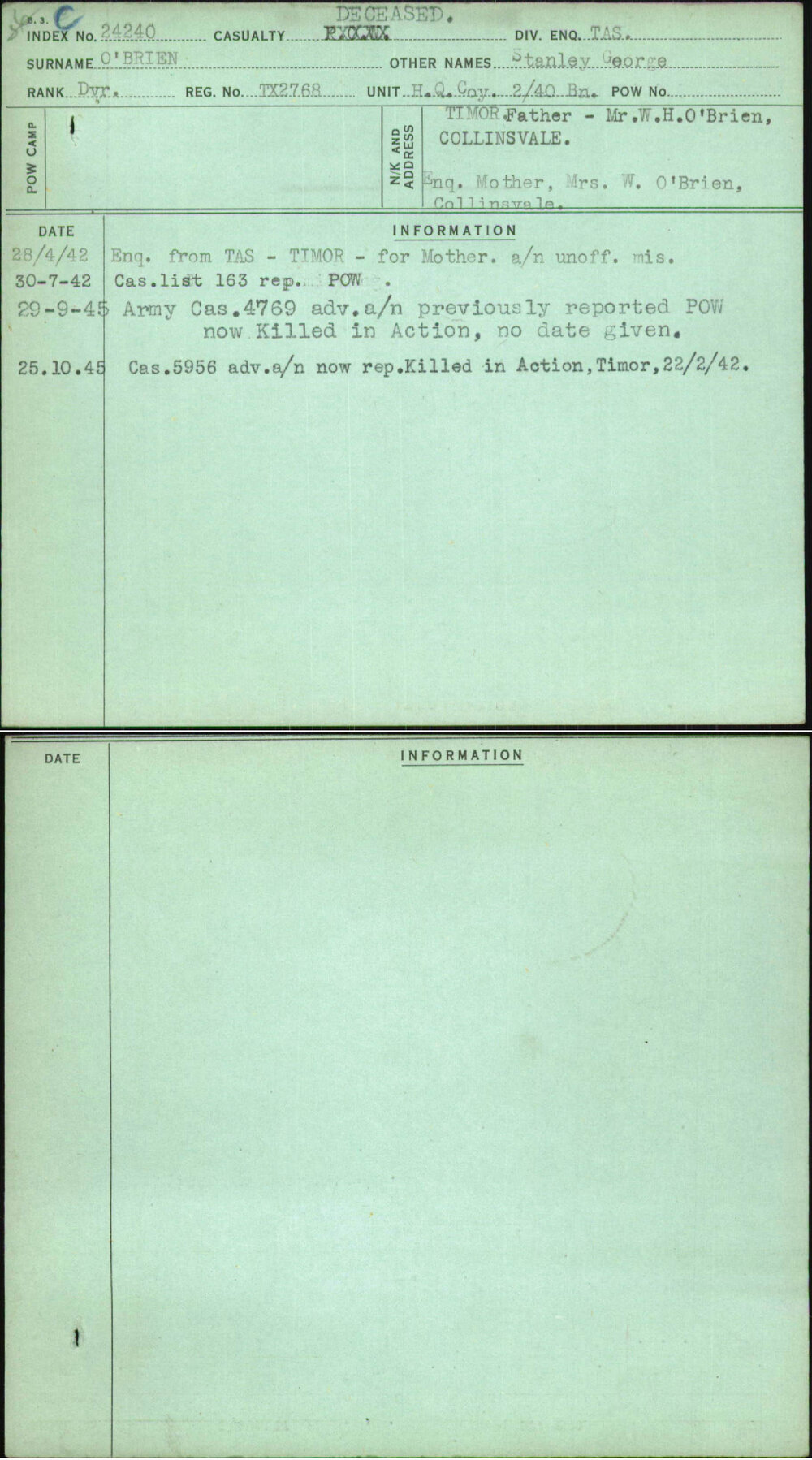 O'Brien, Stanley George, TX2768