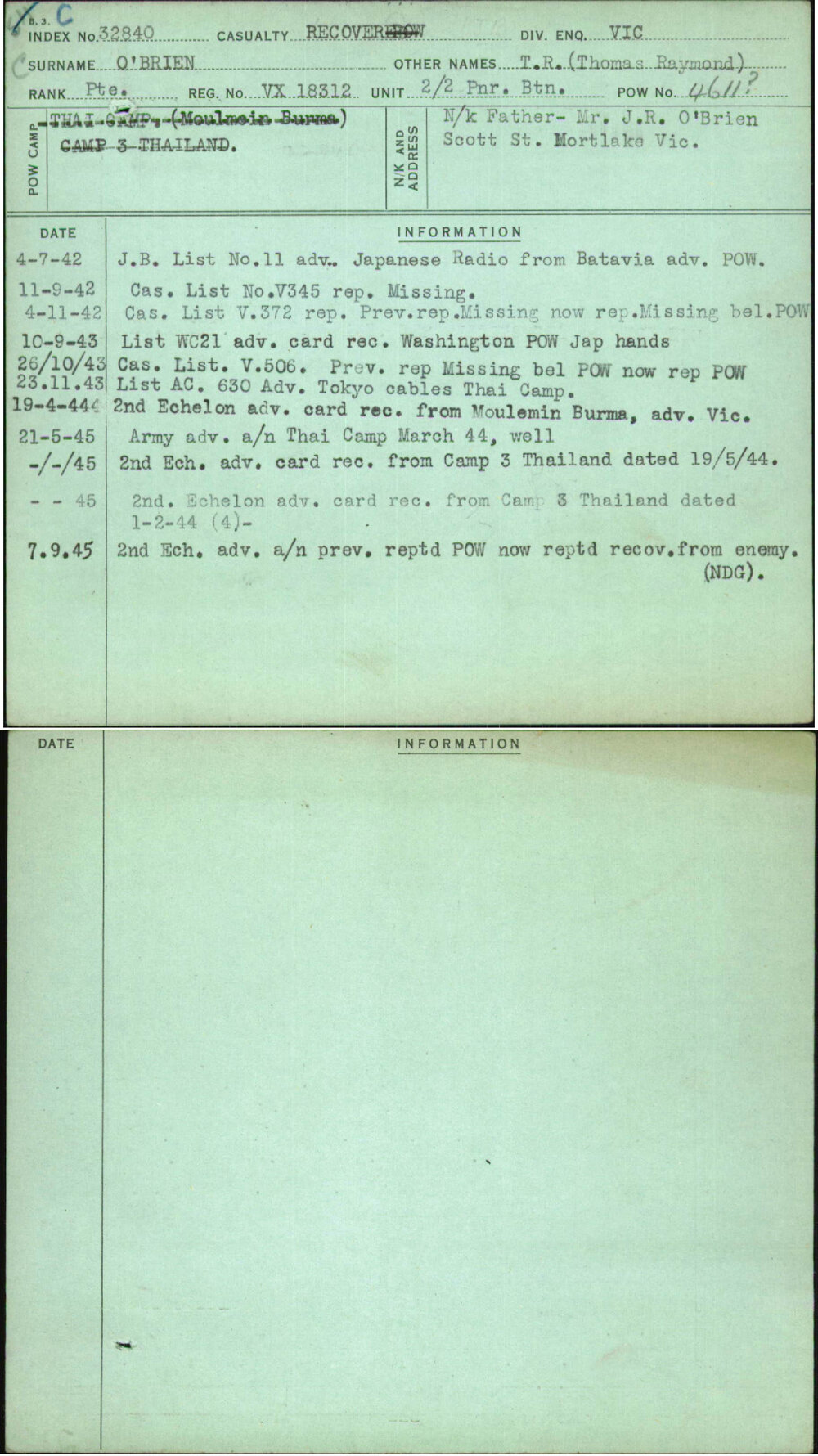 O'Brien, T R (Thomas Raymond), VX18312