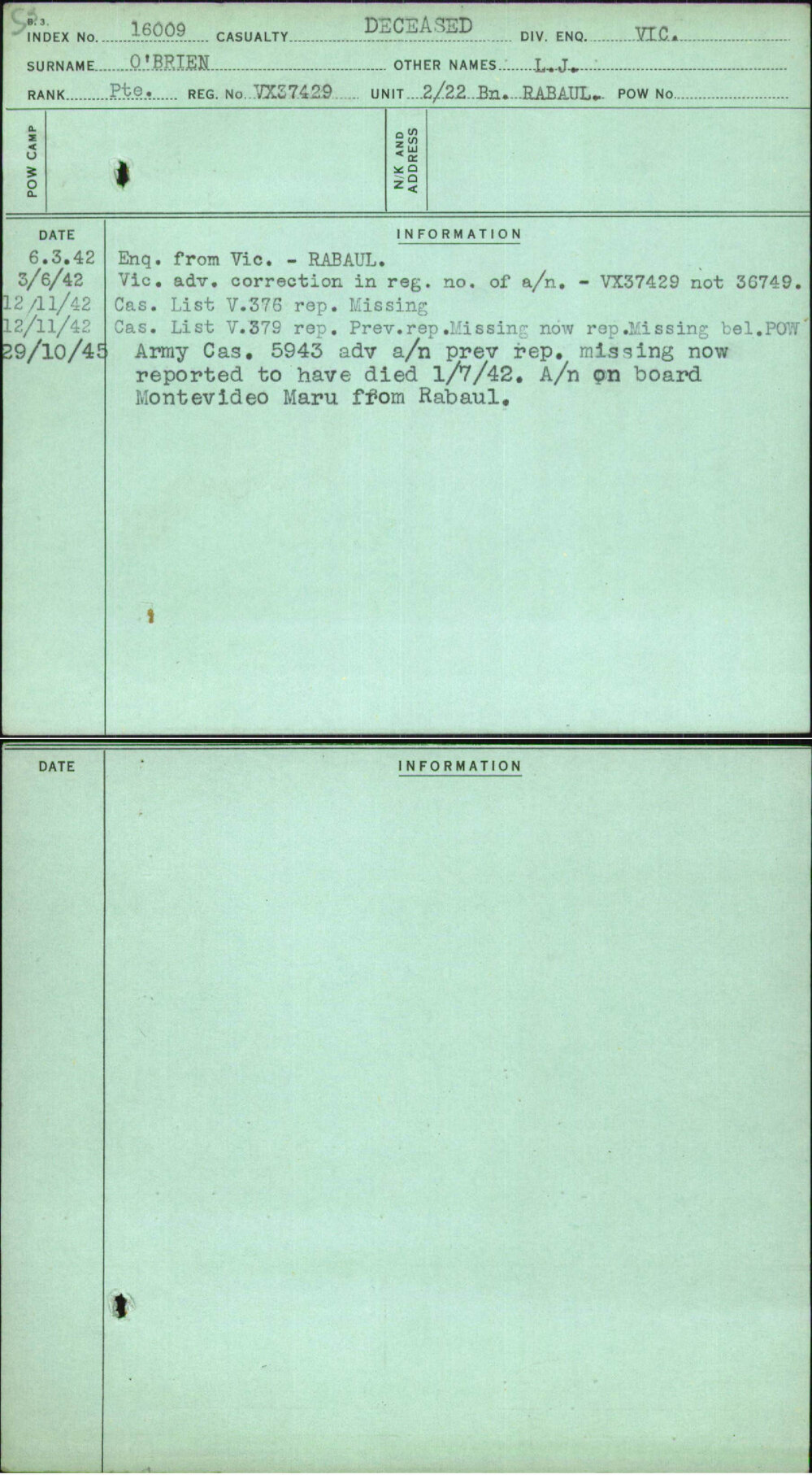 O'Brien, L J, VX37429