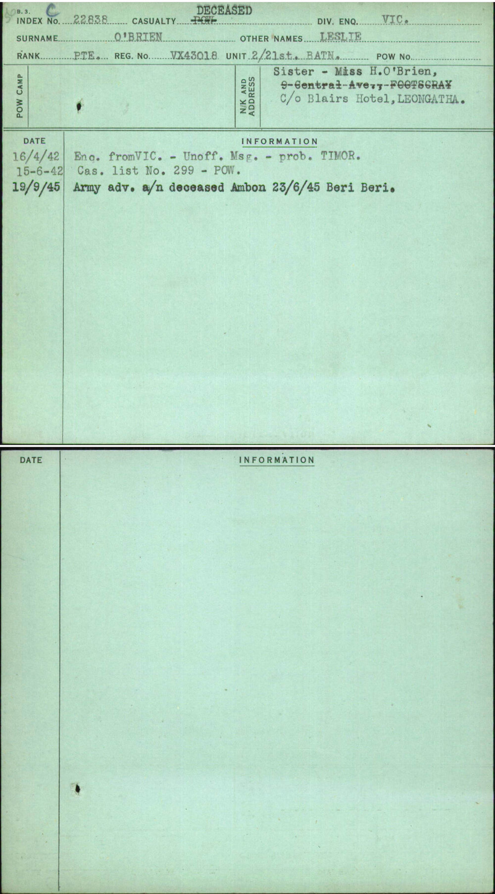 O'Brien, Leslie, VX43018