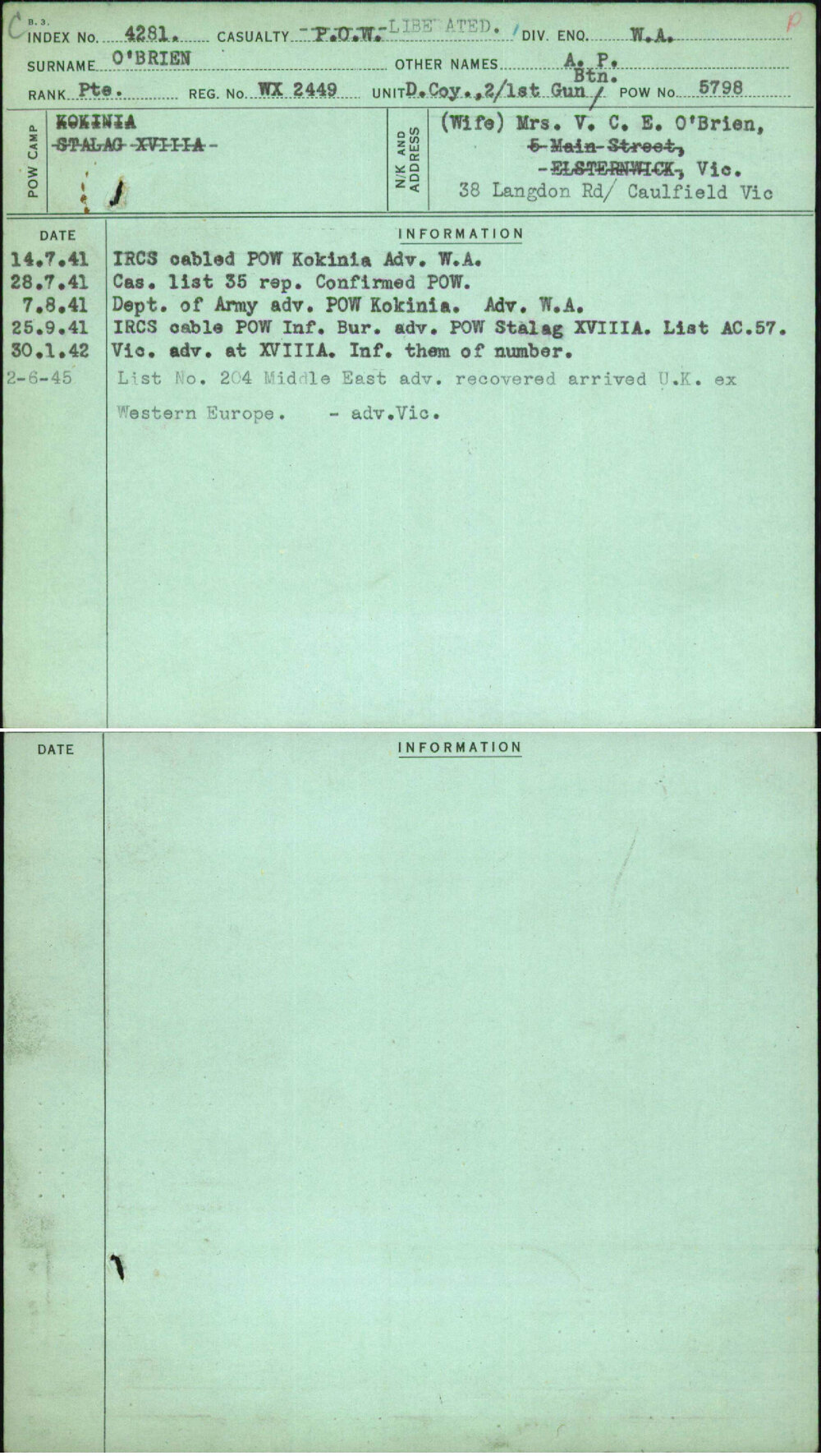 O'Brien, A P, WX2449