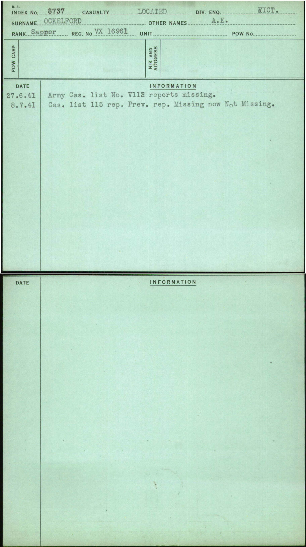 Ockelford, A E, VX16961