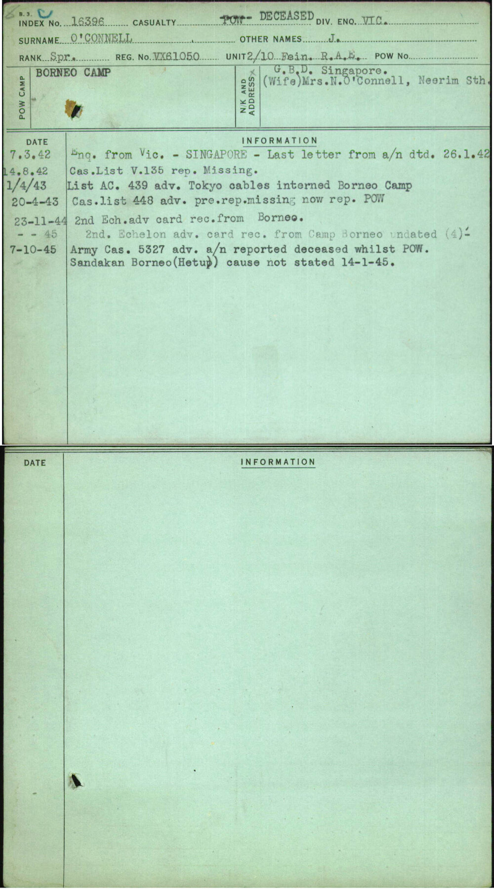 O'Connell, J, VX61050