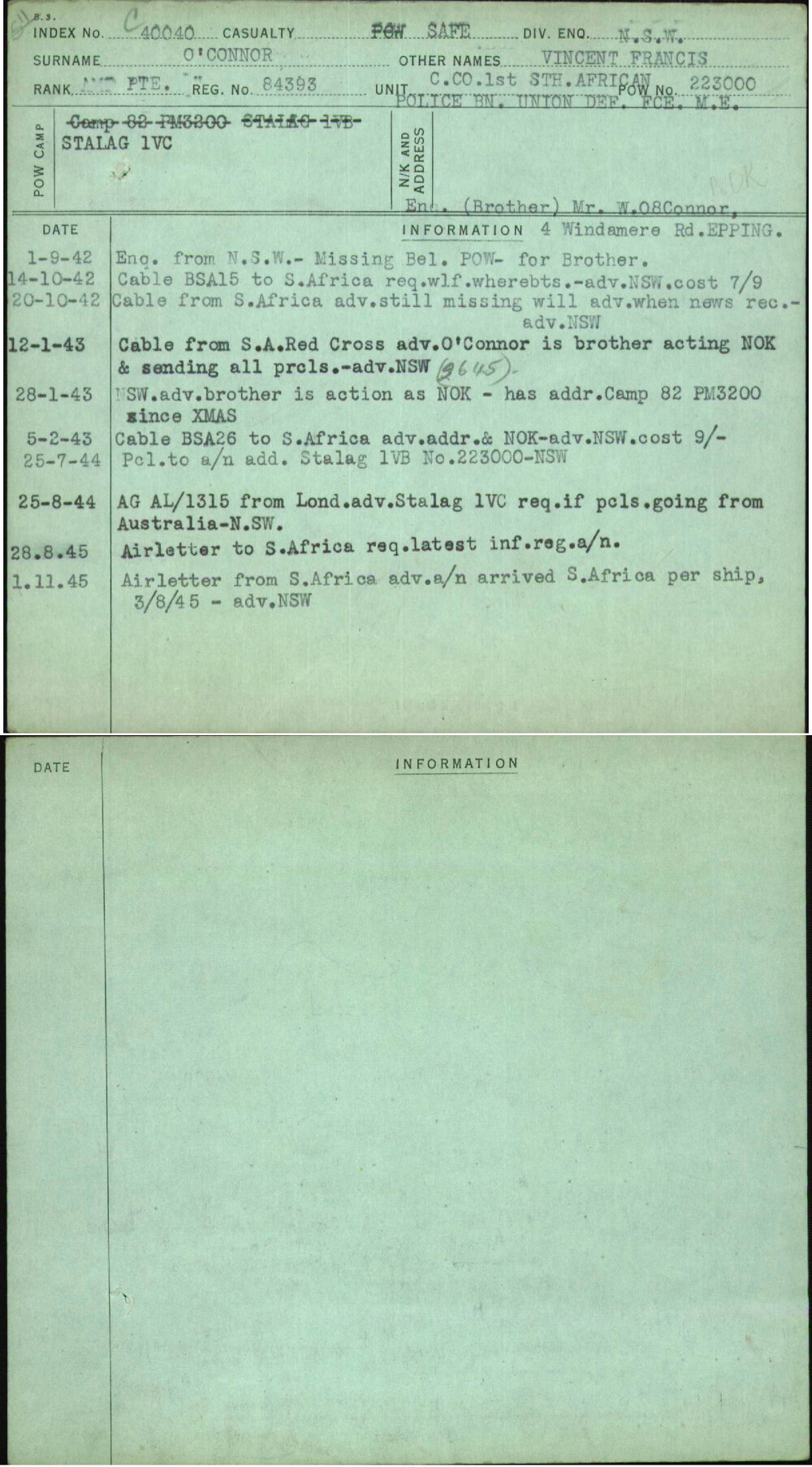 O'Connor, Vincent Francis, 84393