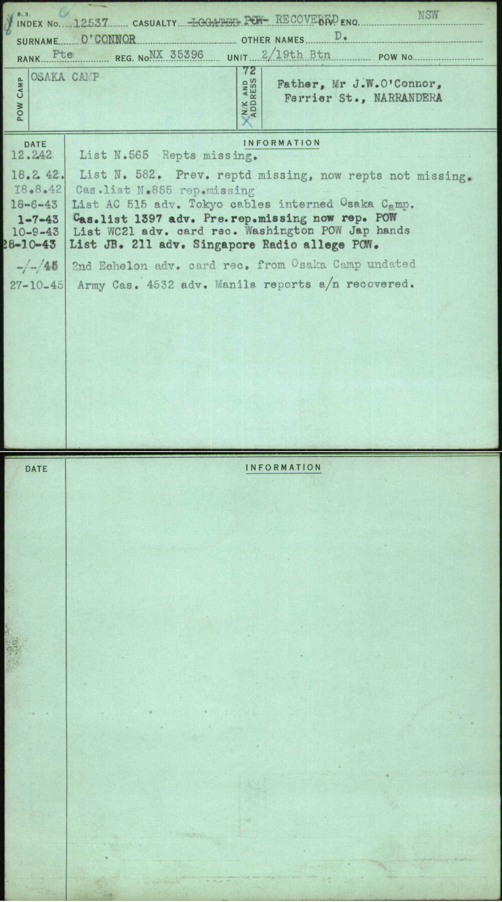 O'Connor, D, NX35396