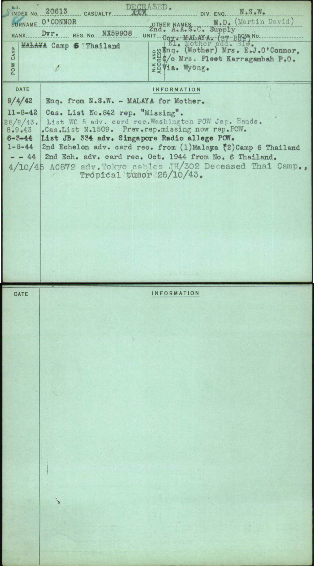 O'Connor, M D (Martin David), NX59908