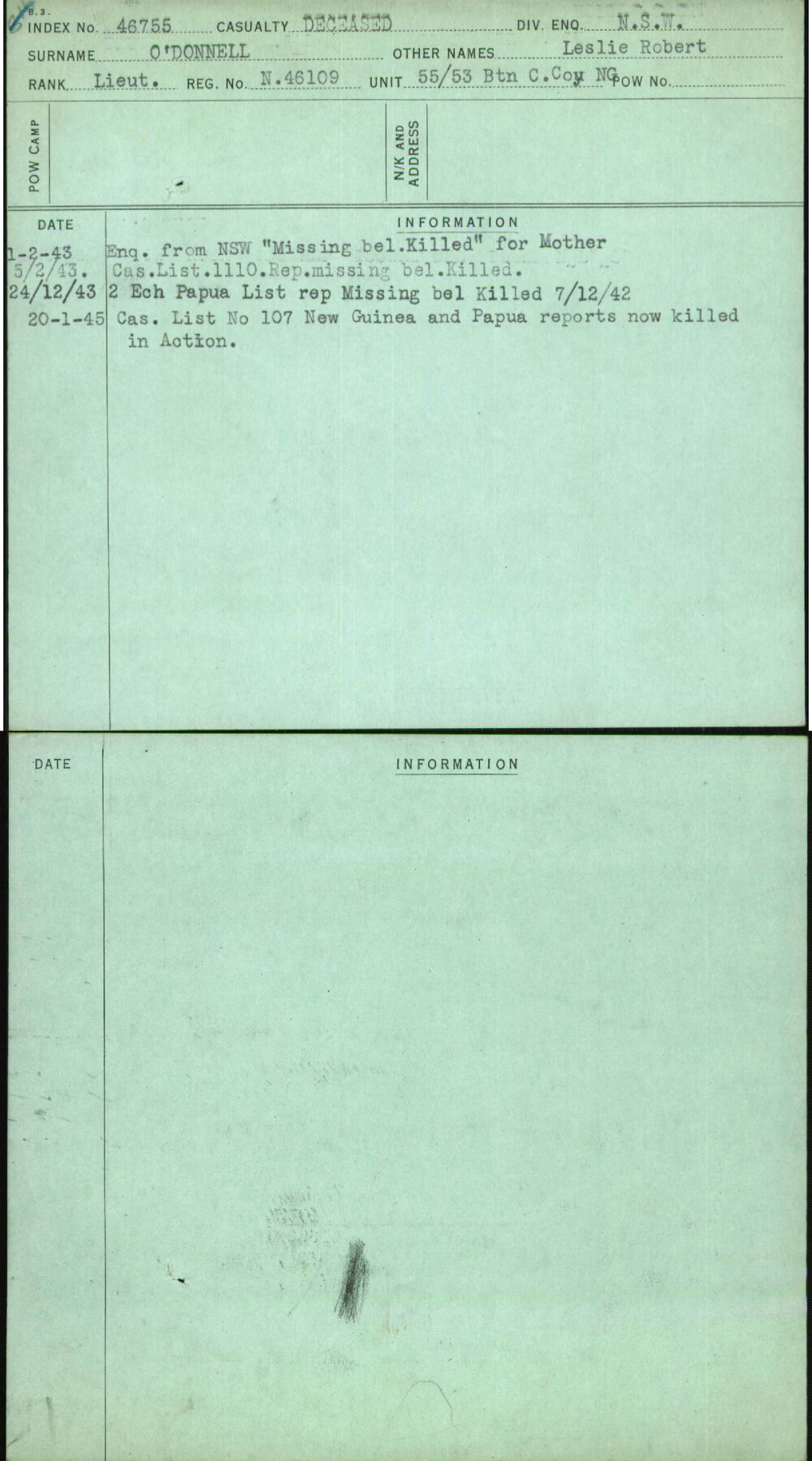 O'Donnell, Leslie Robert, N46109