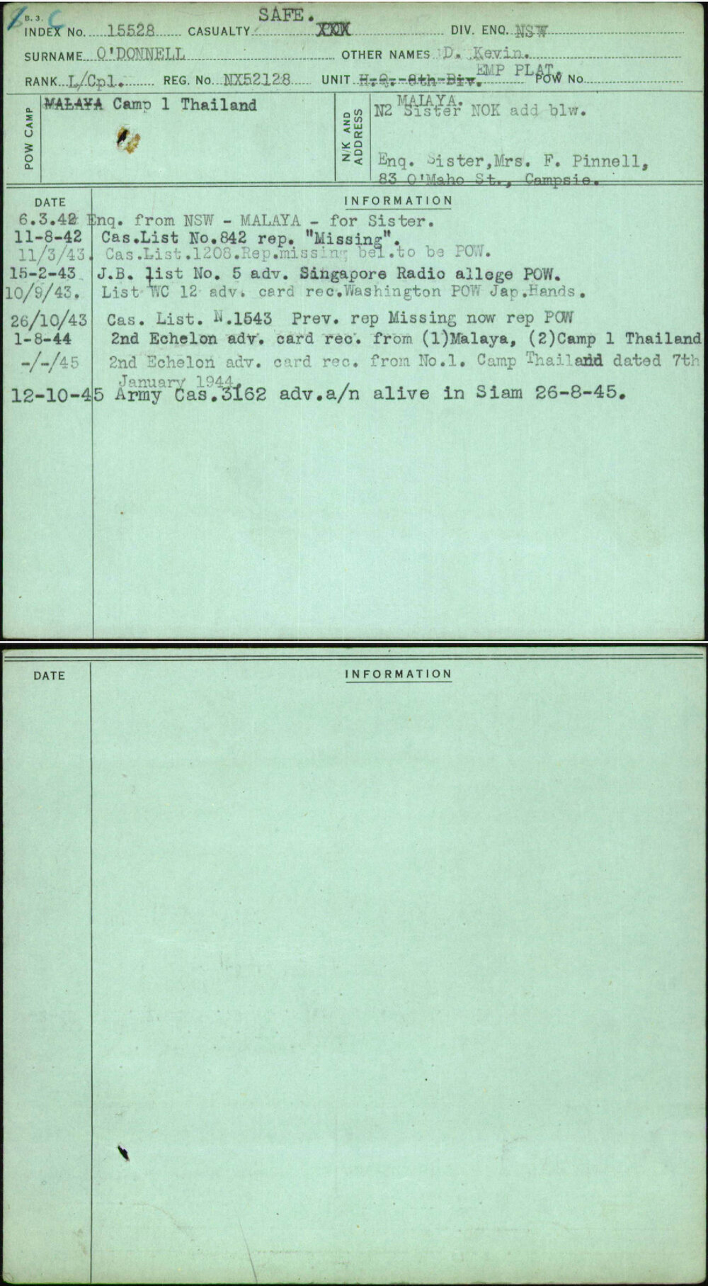 O'Donnell, D Kevin, NX52128