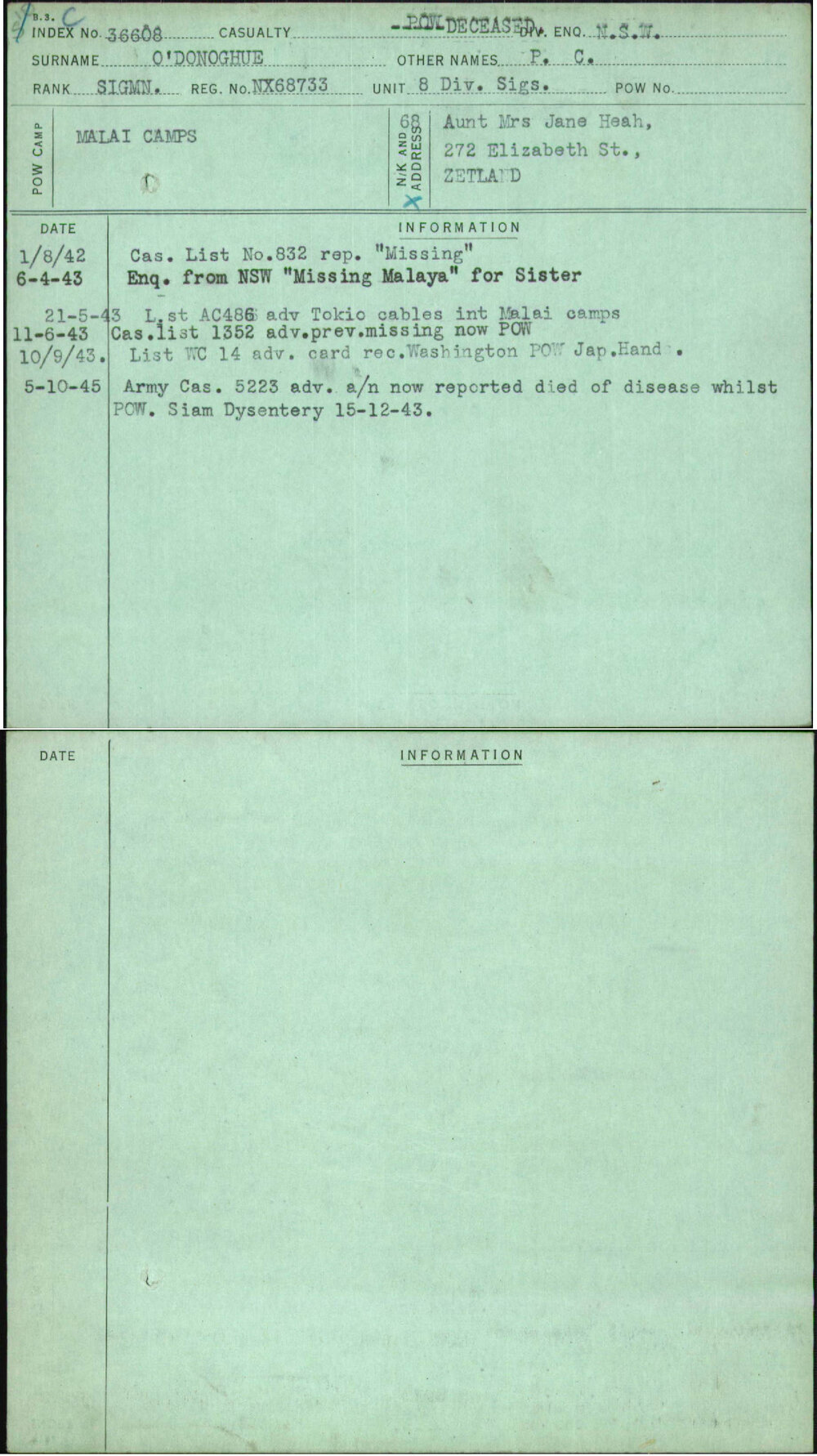 O'Donoghue, P C, NX68733