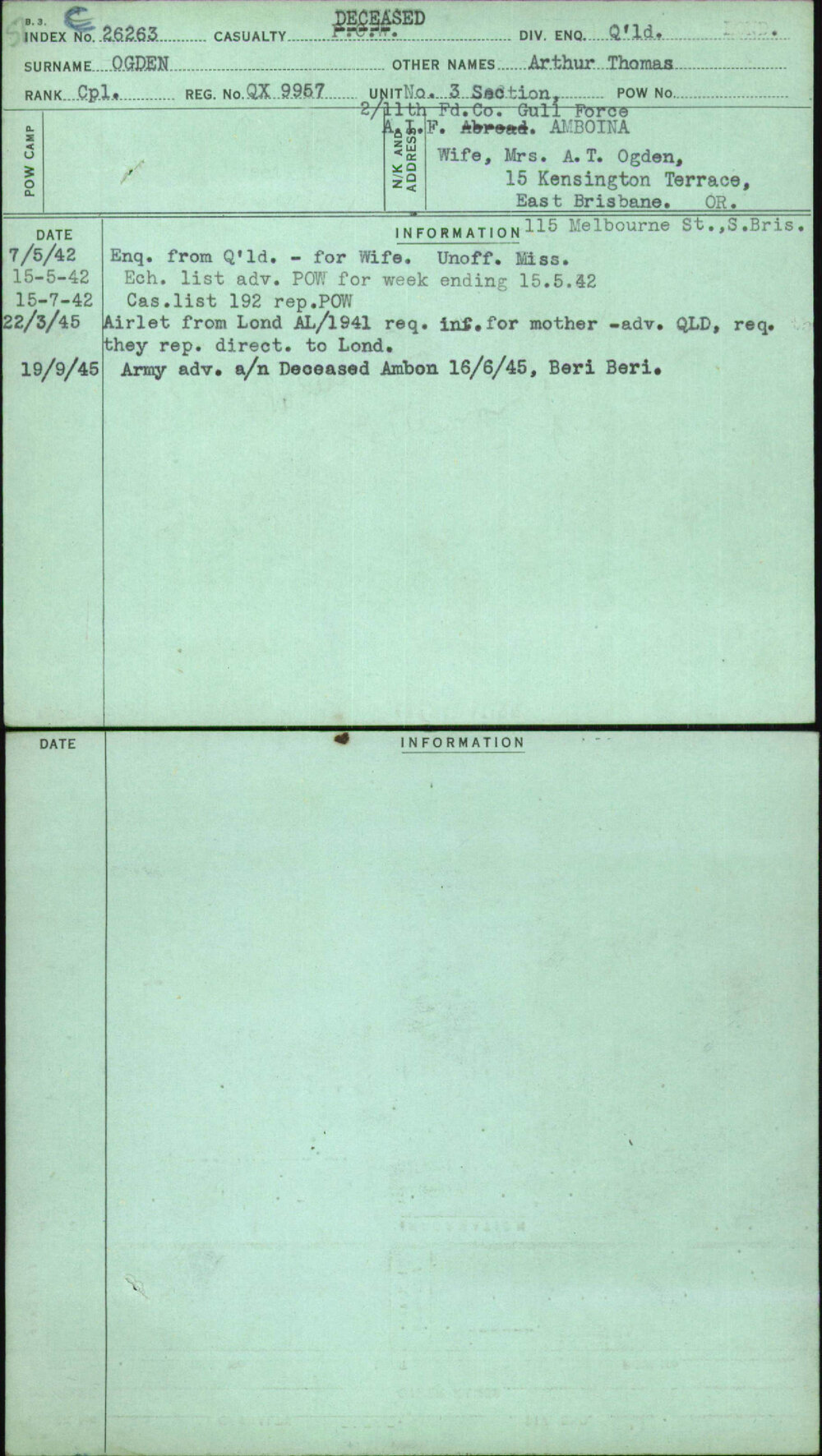 Ogden, Arthur Thomas, QX9957