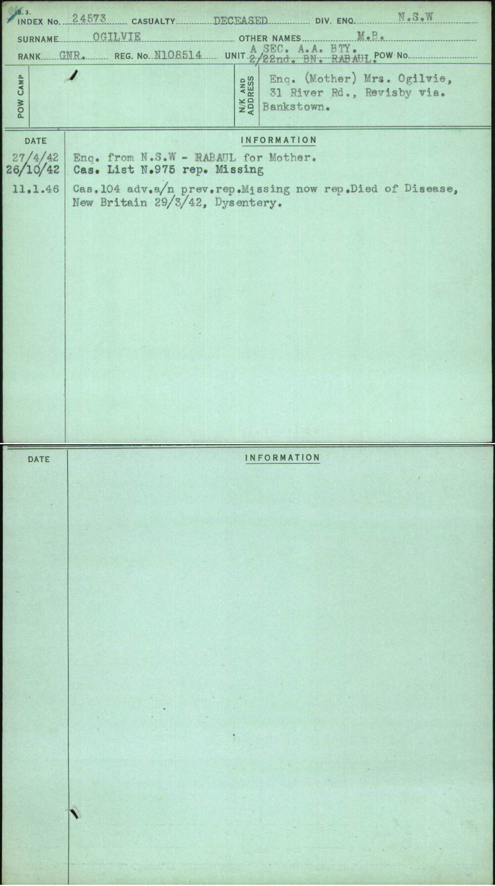 Ogilvie, M B, N108514