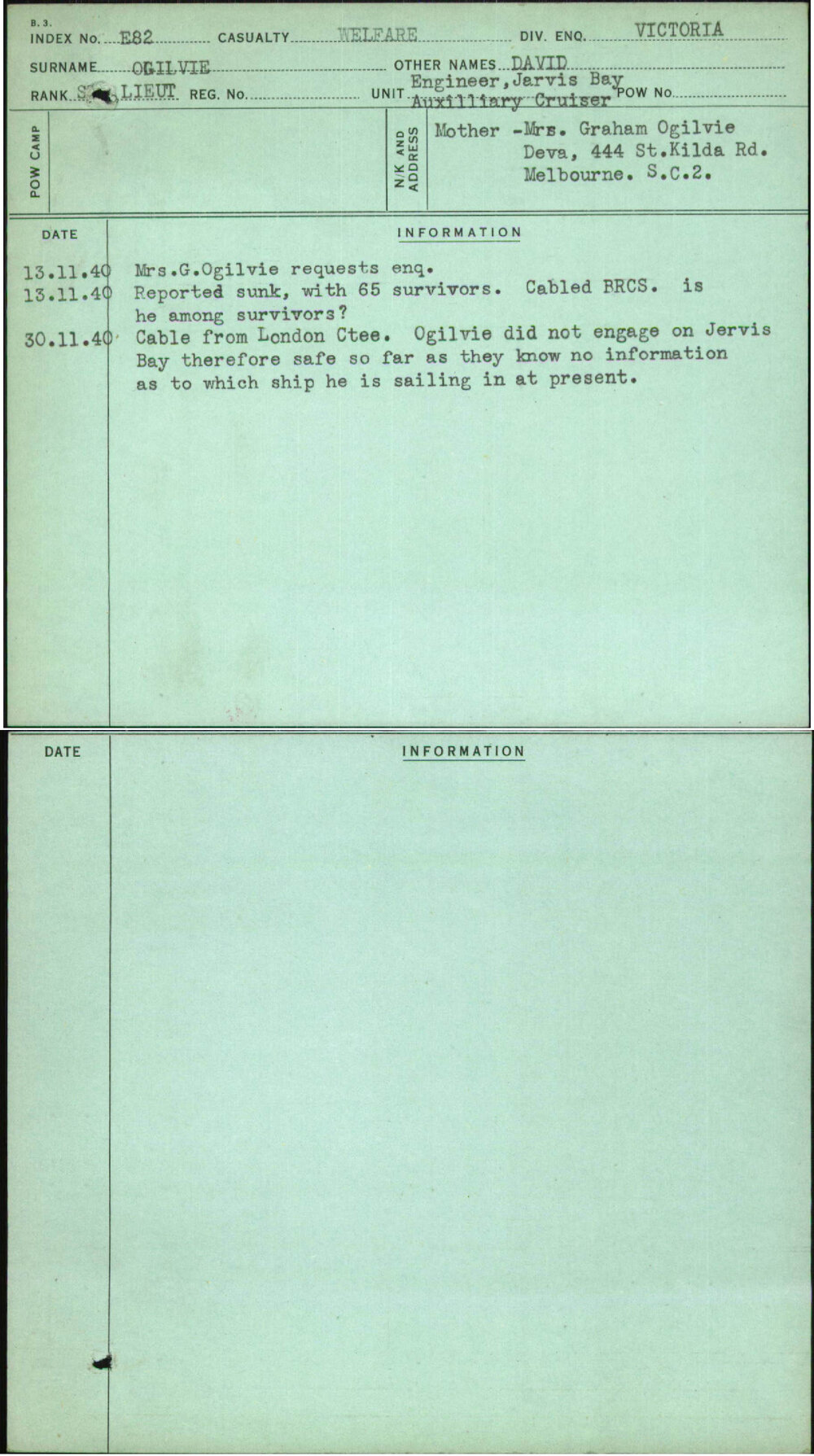 Ogilvie, David, [No Service Number]