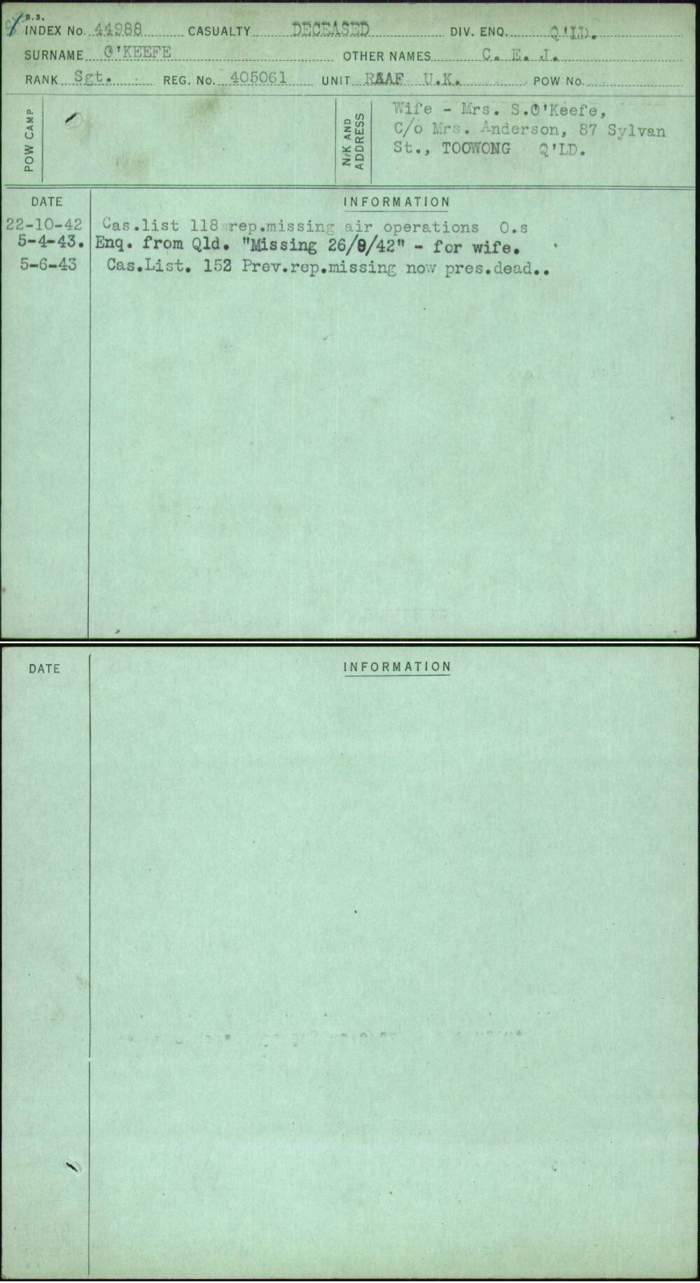 O'Keefe, C E J, 405061