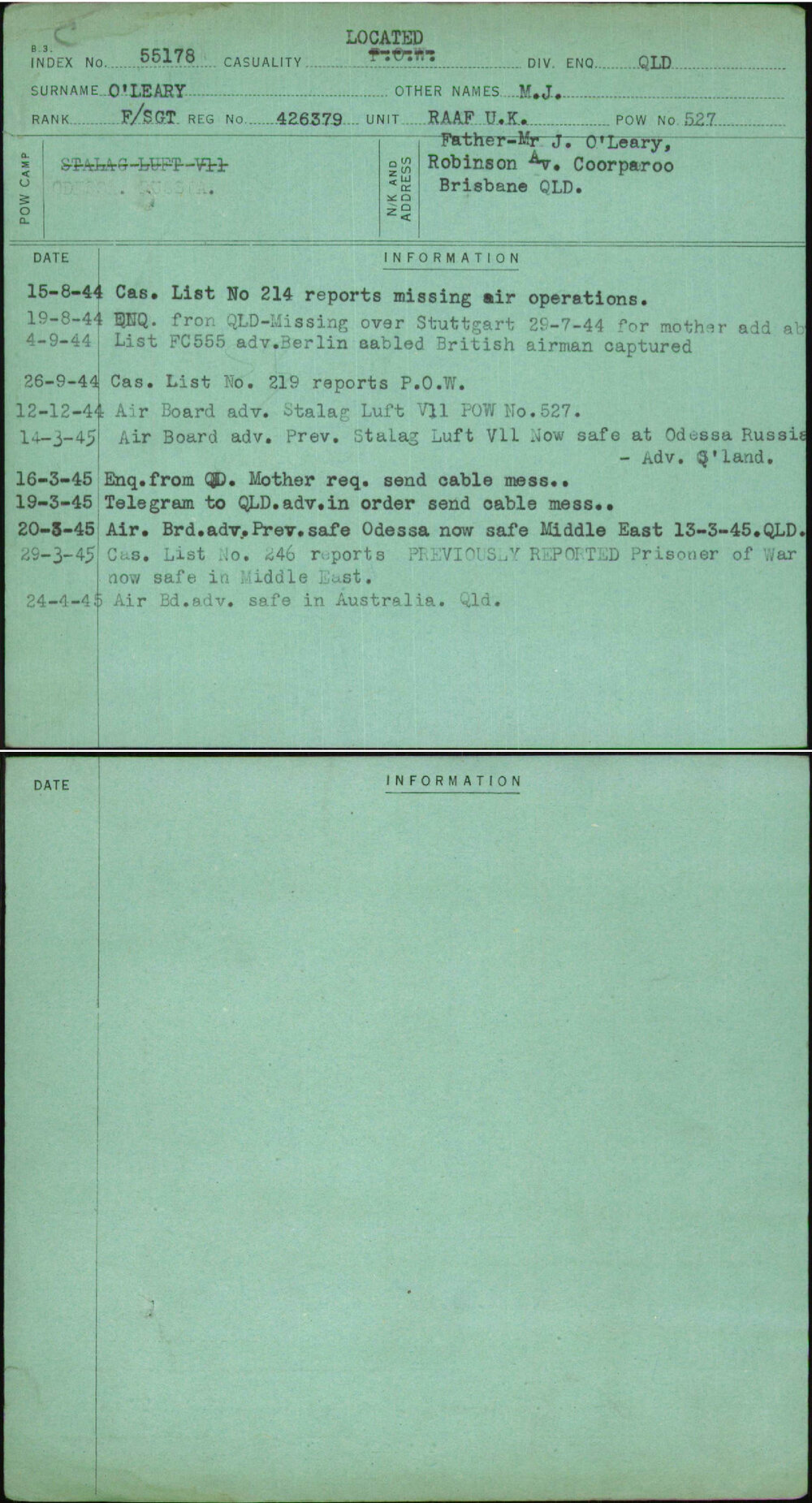 O'Leary, M J, 426379