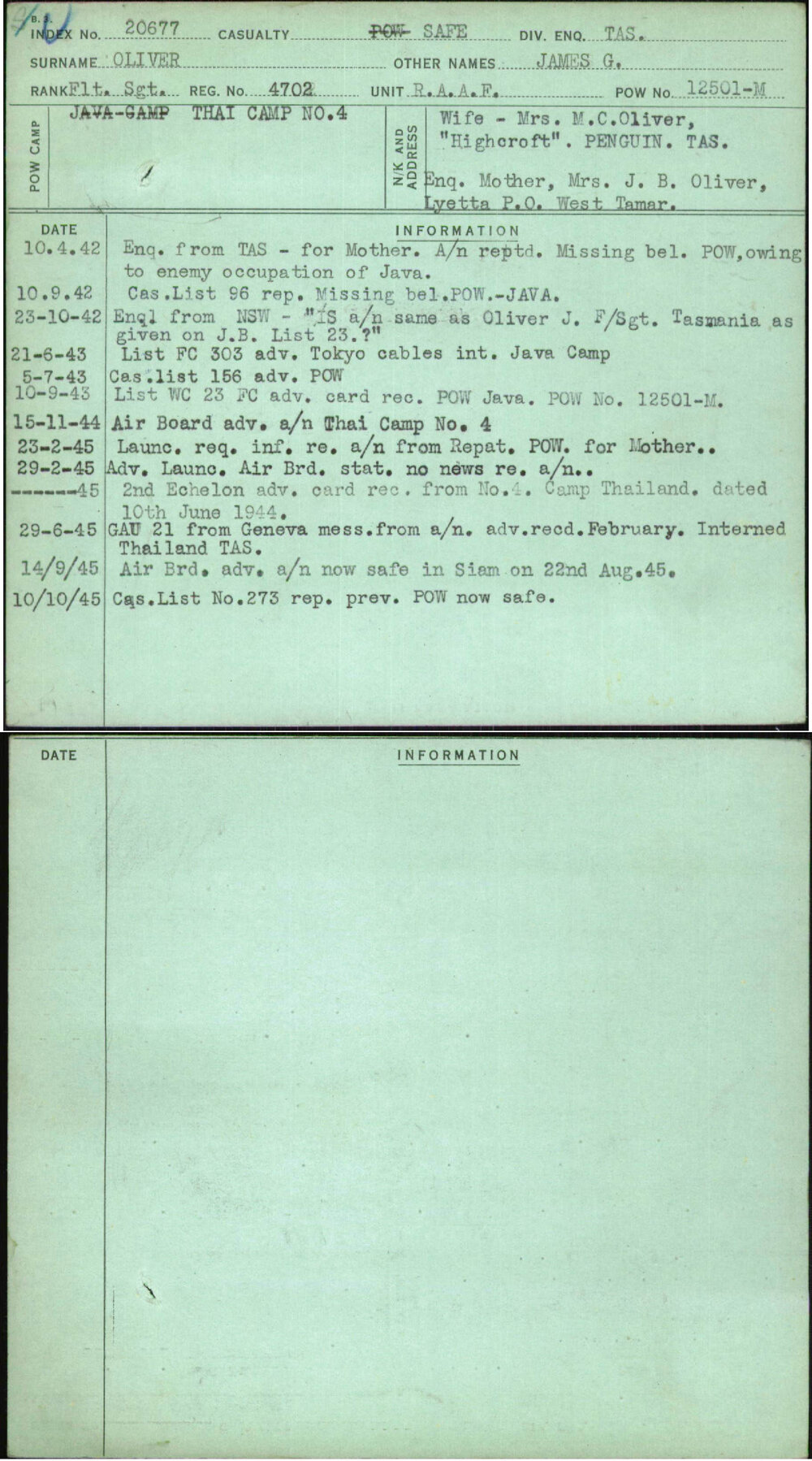 Oliver, James G, 4702