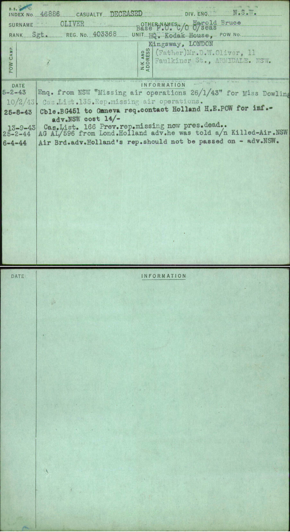 Oliver, Harold Bruce, 403368