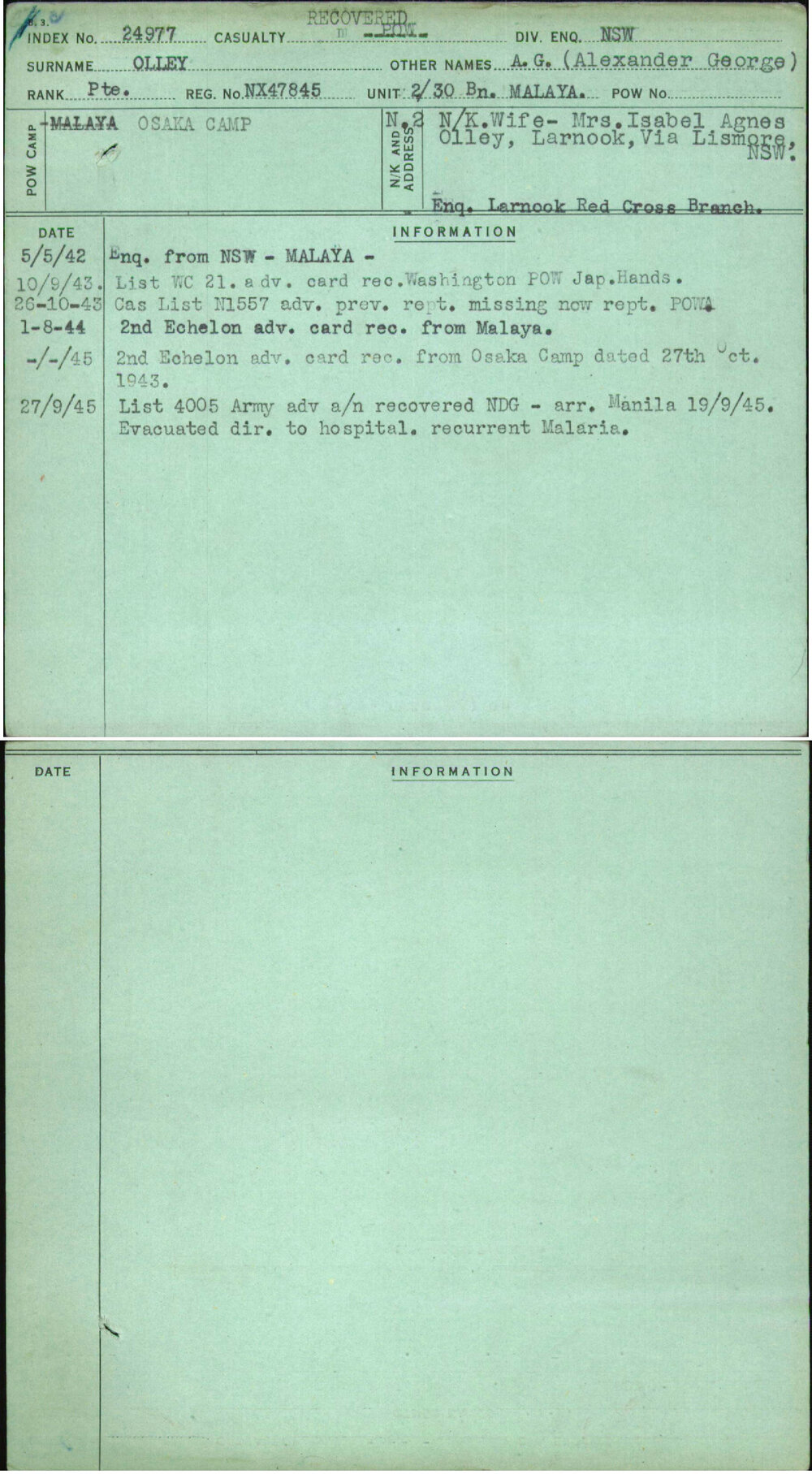 Olley, A G (Alexander George), NX47845