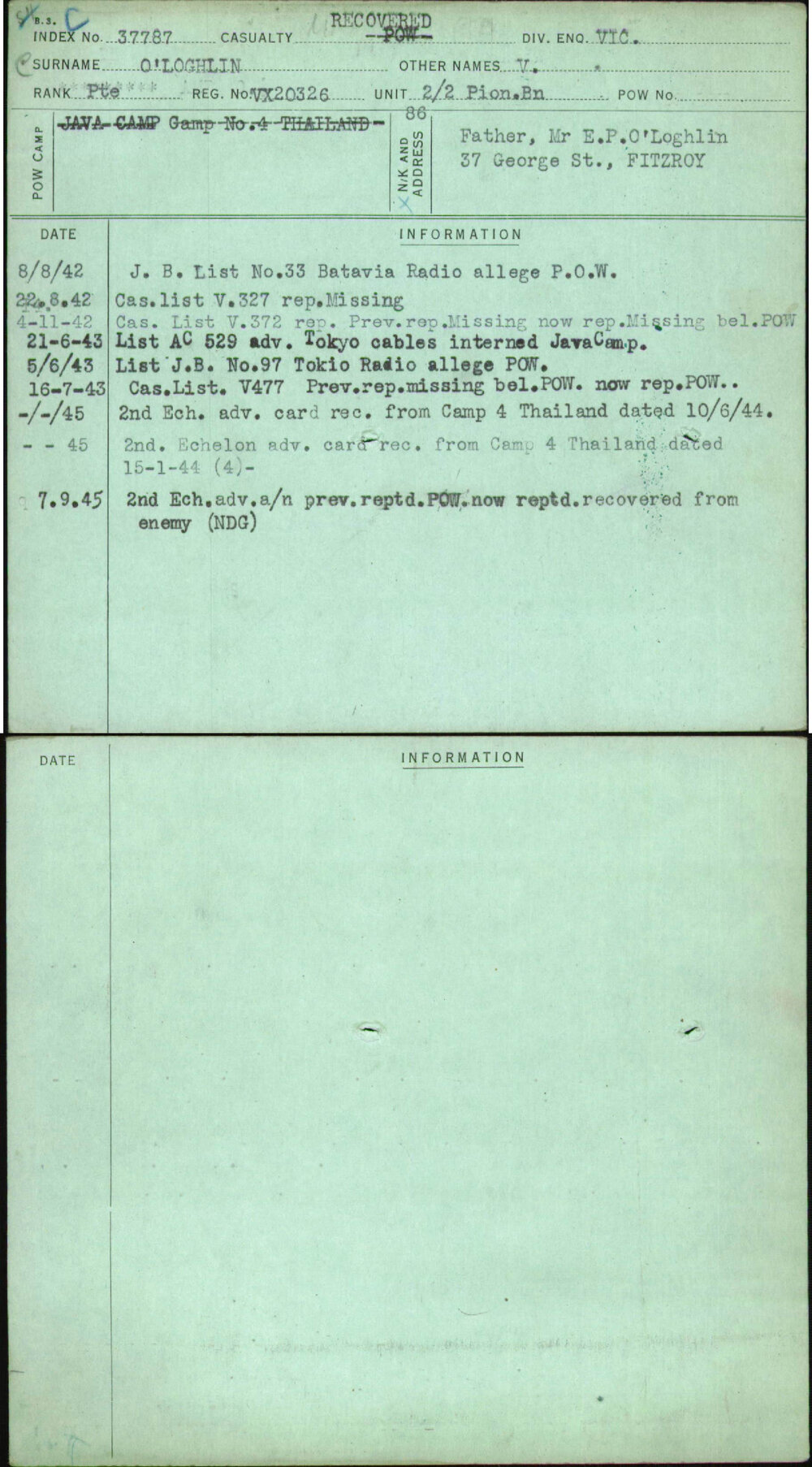 O'Loghlin, V, VX20326