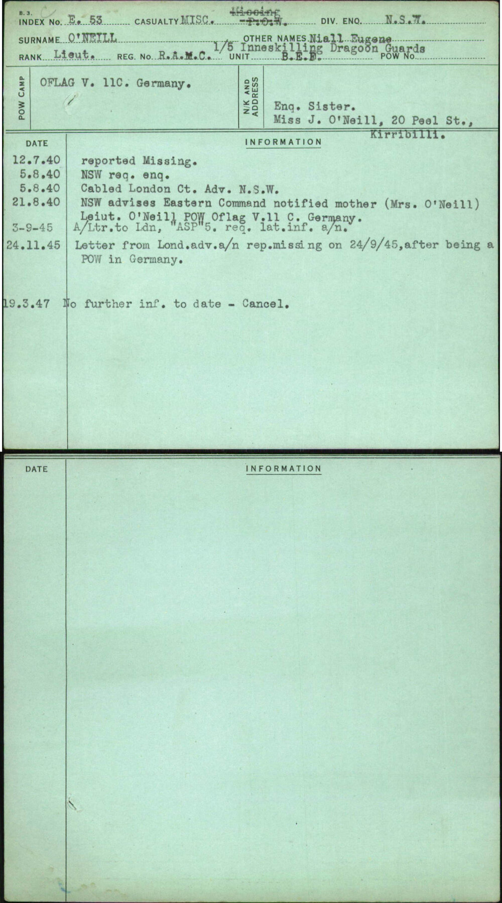 O'Neill, Niall Eugene, Ramc