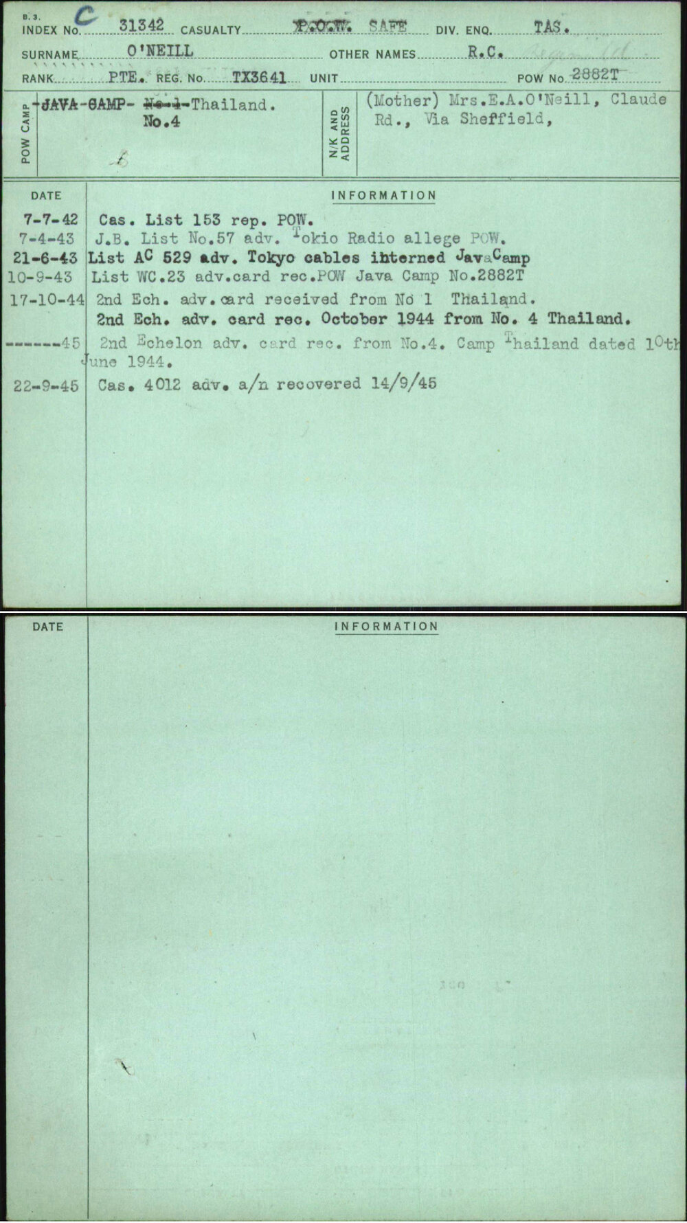 O'Neill, R C, TX3641