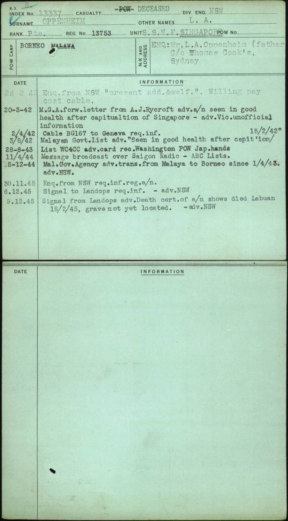 Oppenheim, L A, 13753