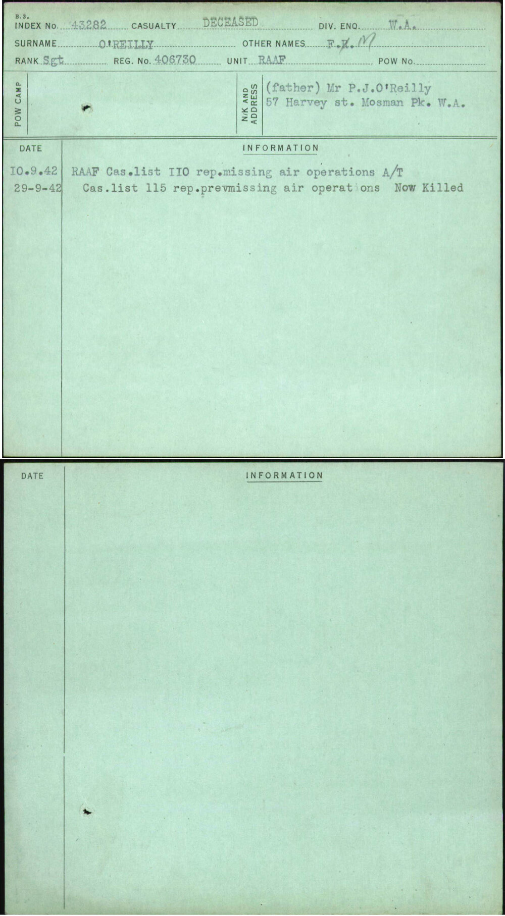 O'Reilly, F M, 406730