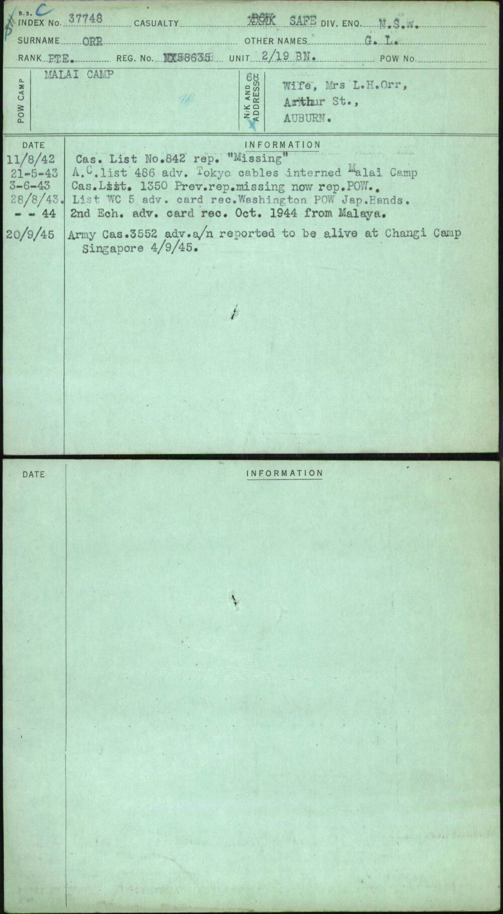 Orr, G L, NX58635