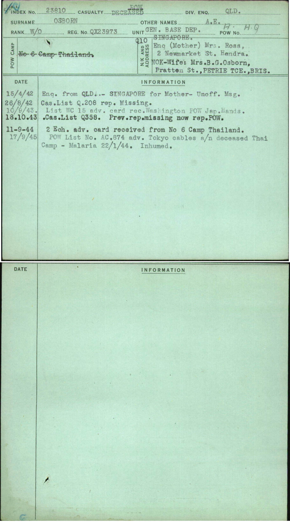 Osborn, A E, QX23973