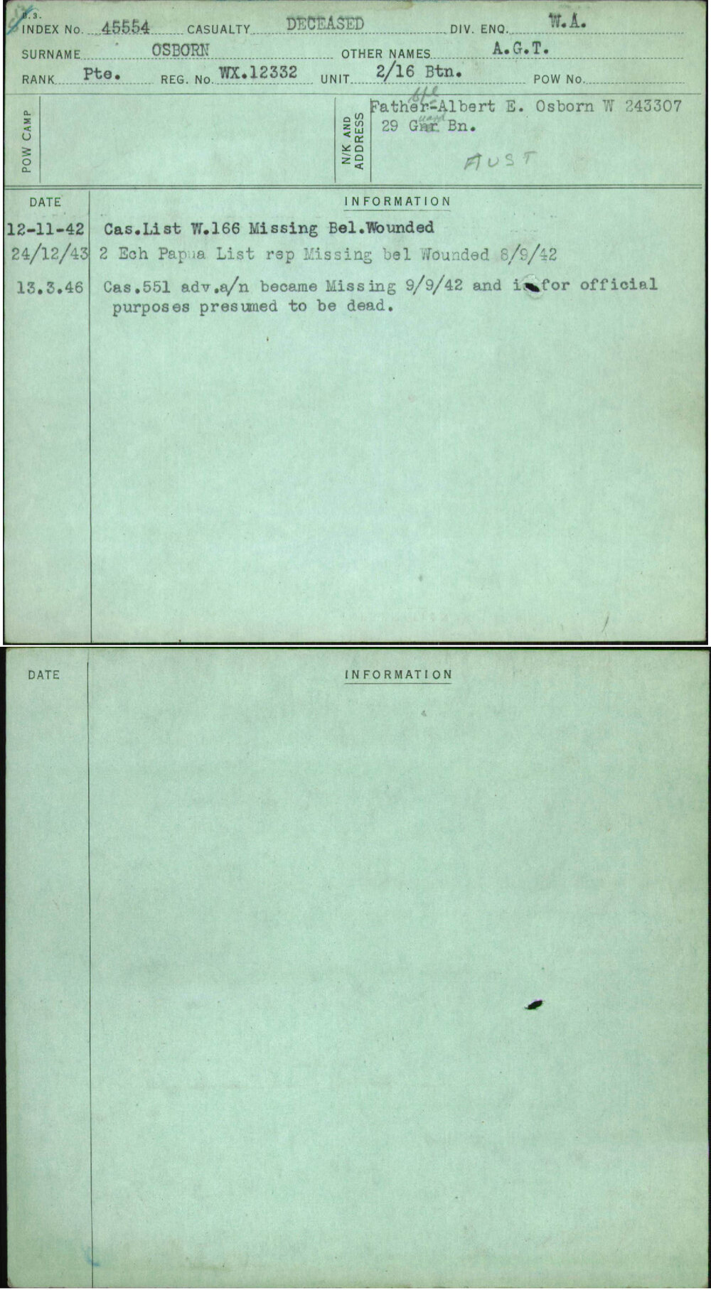 Osborn, A G T, WX12332