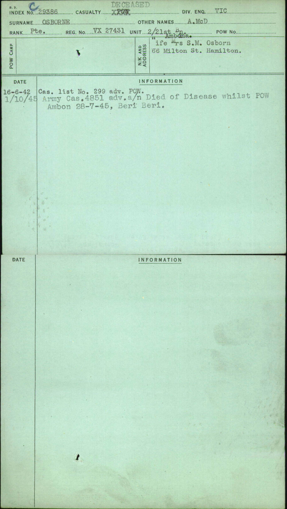 Osborne, A Mcd, VX27431