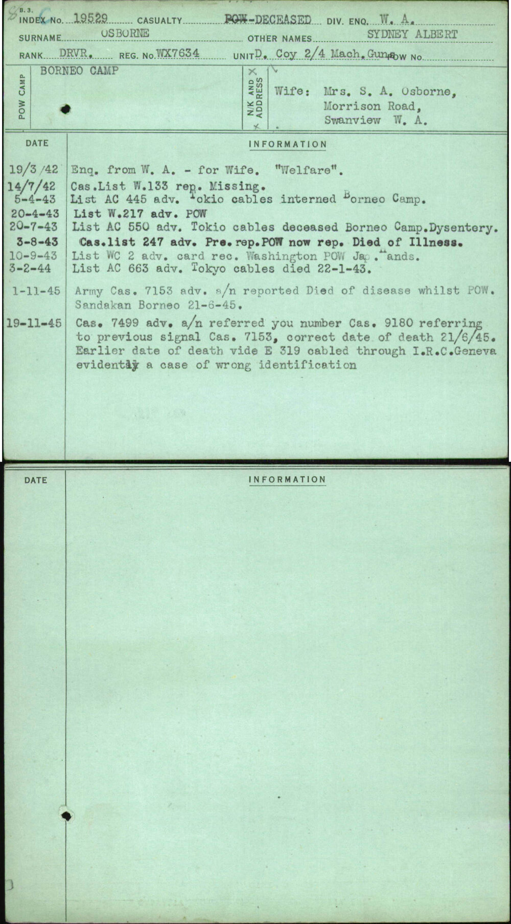 Osborne, Sydney Albert, WX7634