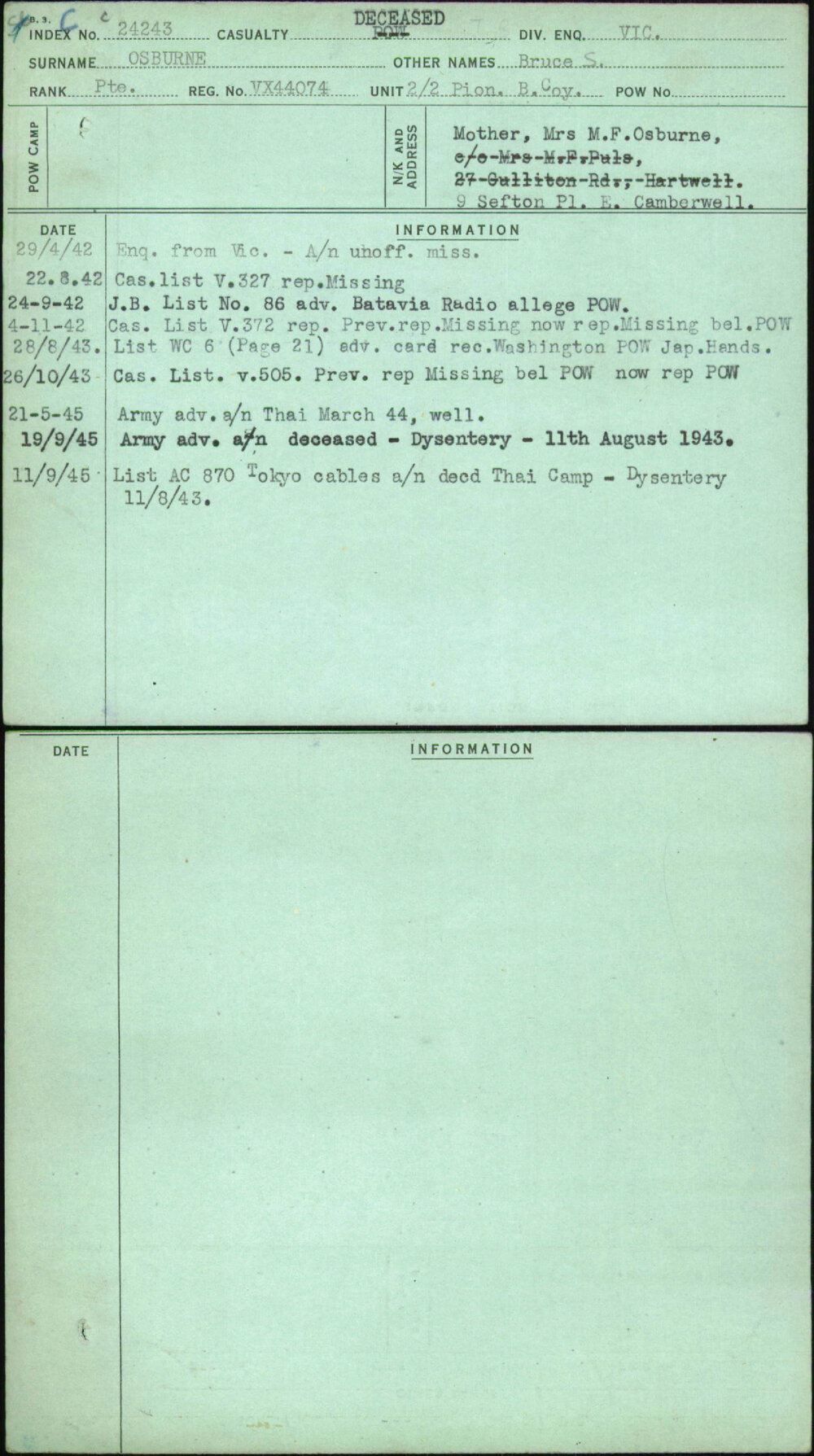 Osburne, Bruce S, VX44074