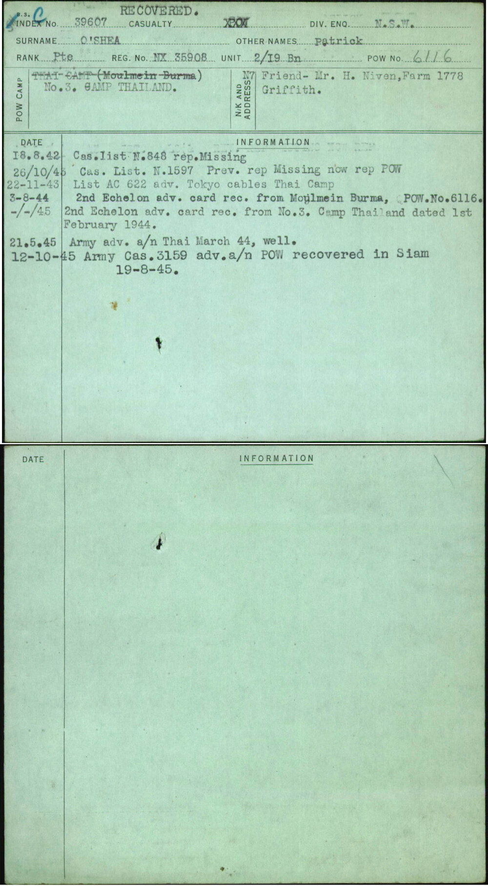 O'Shea, Patrick, NX35908