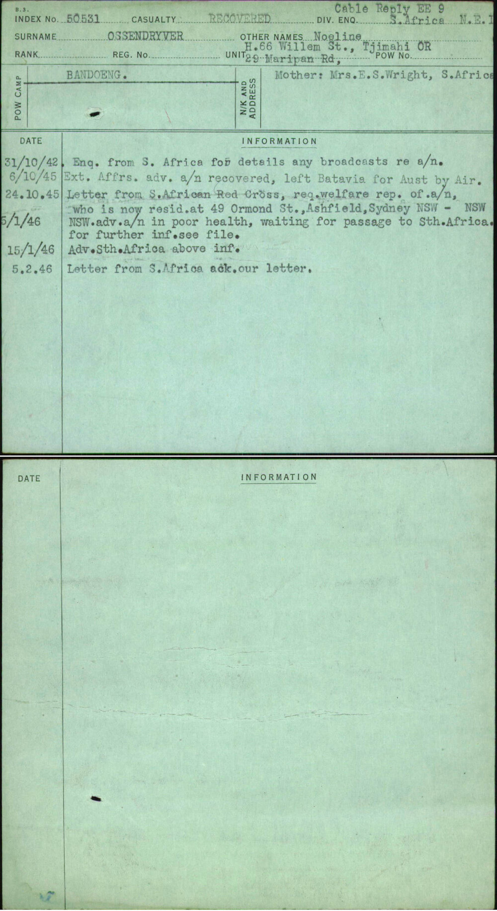 Ossendryver, Noeline, [No Service Number]