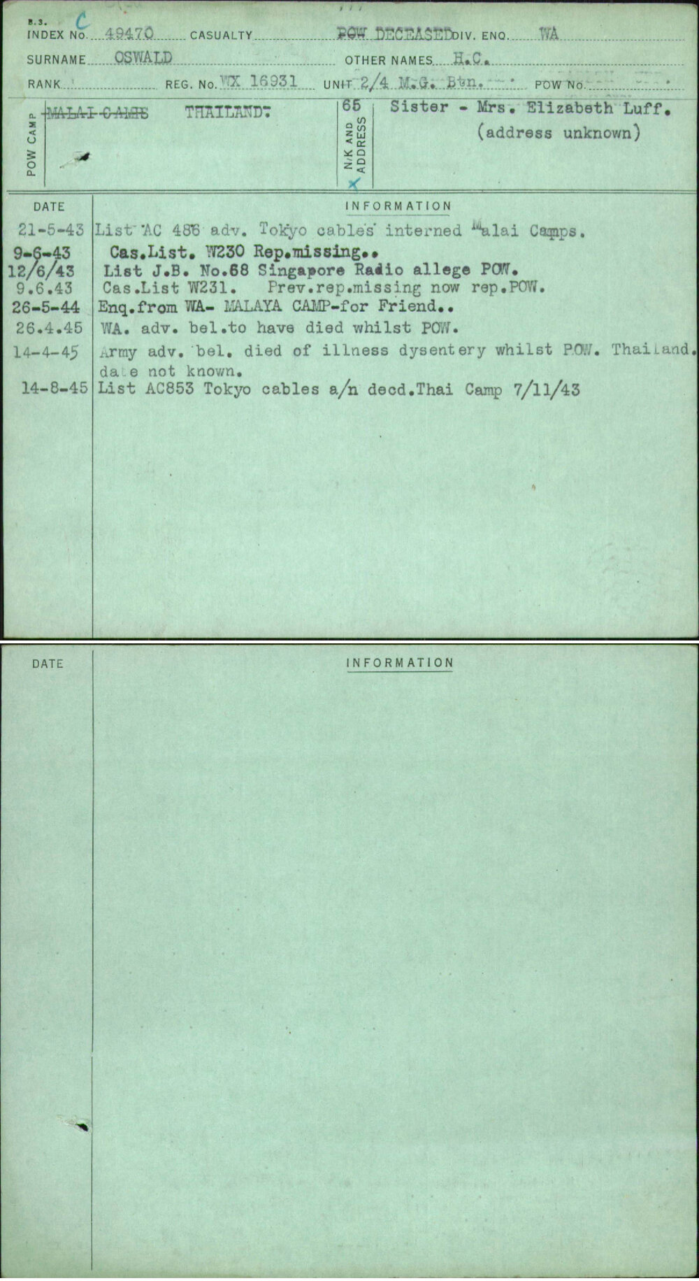 Oswald, H C, WX16931