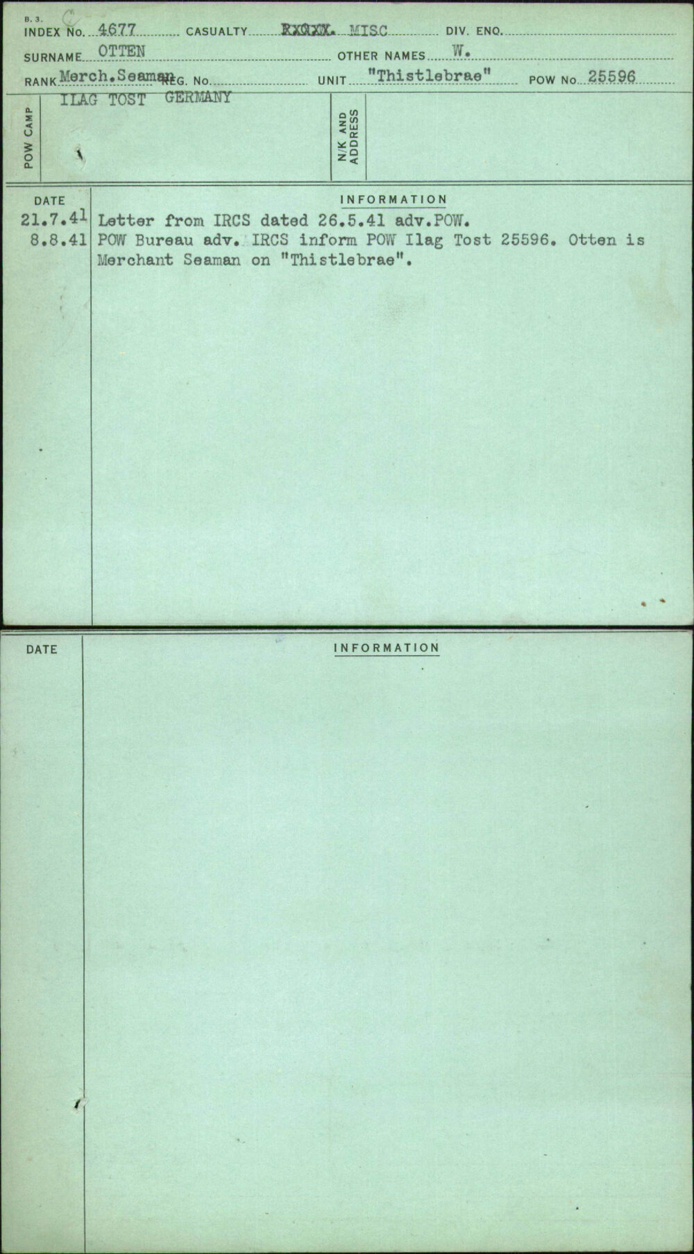 Otten, W, [No Service Number]