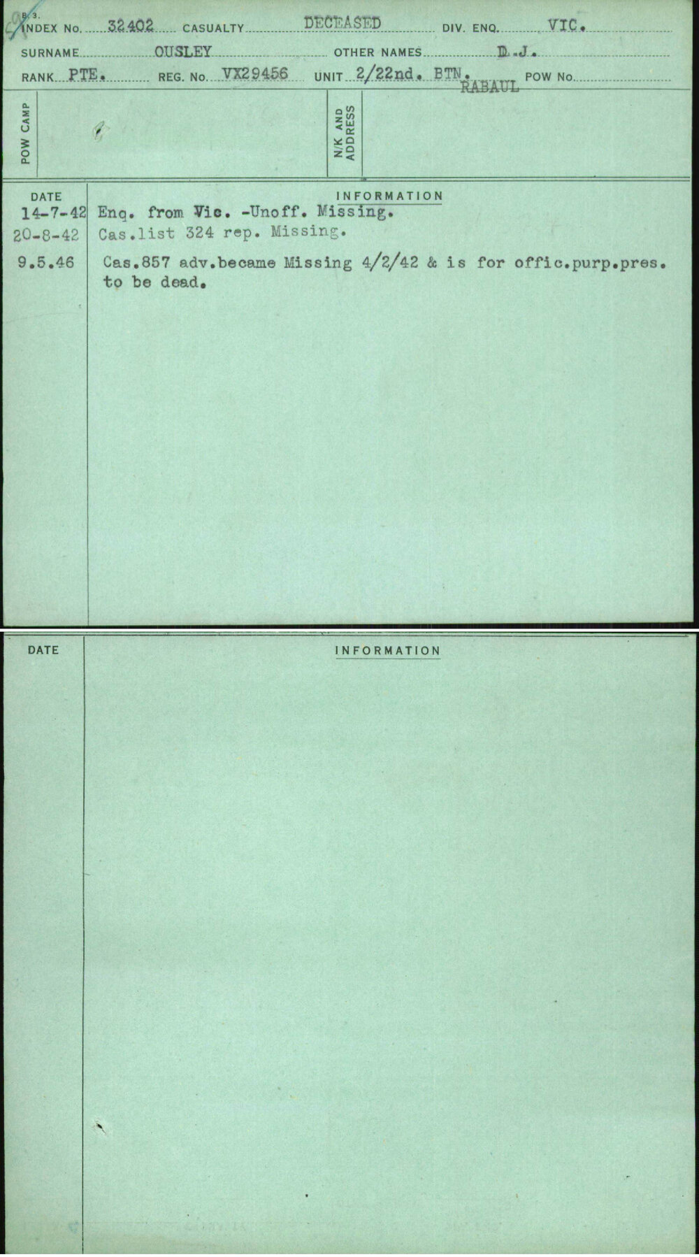 Ousley, D J, VX29456