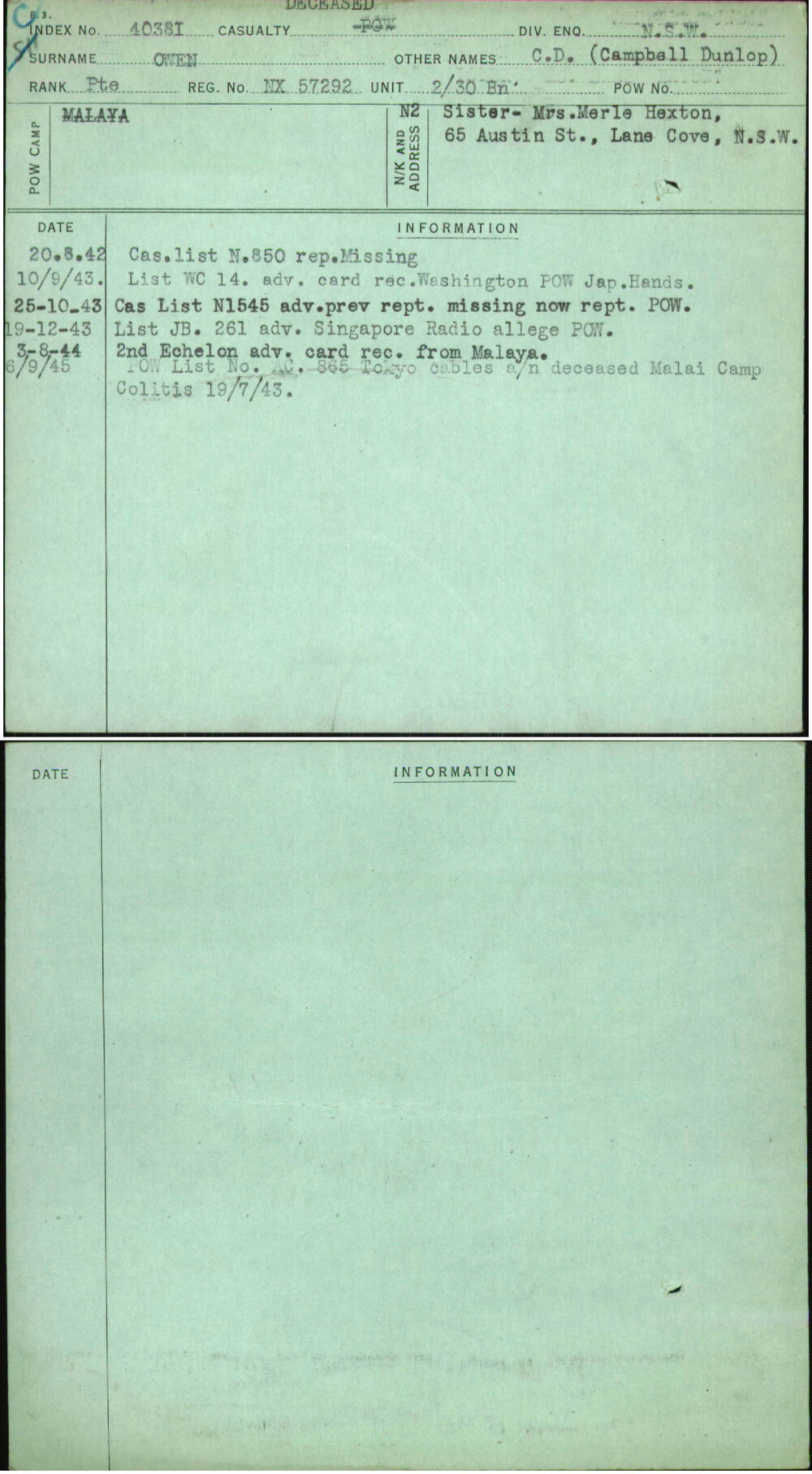 Owen, C D (Campbell Dunlop), NX57292