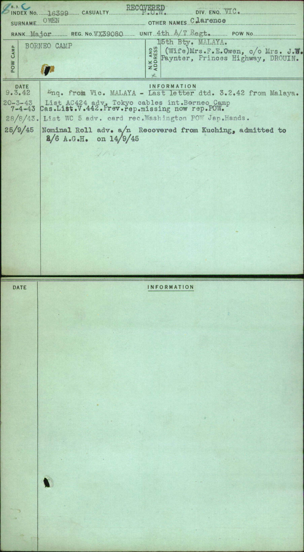 Owen, Clarence, VX39080