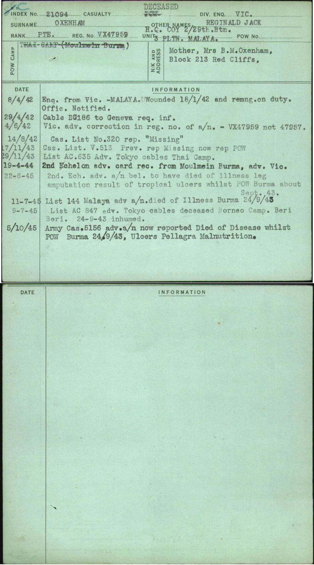 Oxenham, Reginald Jack, VX47959