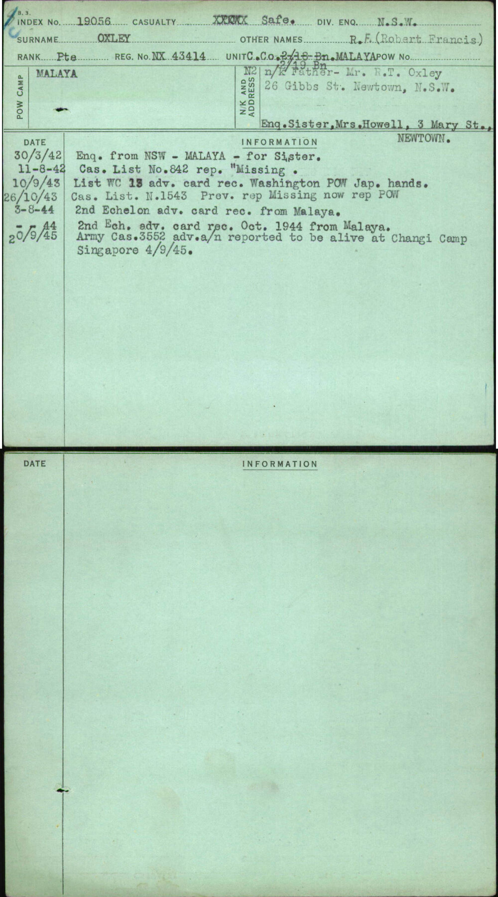 Oxley, R F (Robert Francis), NX43414