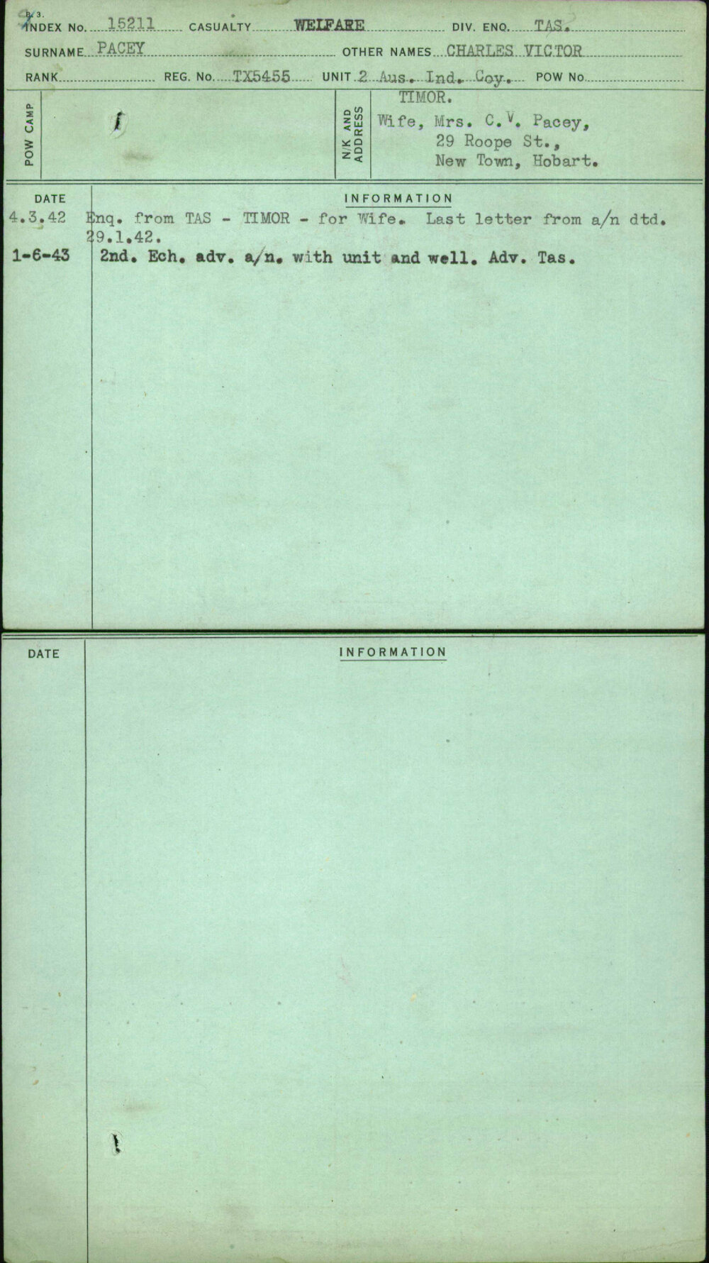 Pacey, Charles Victor, TX5455