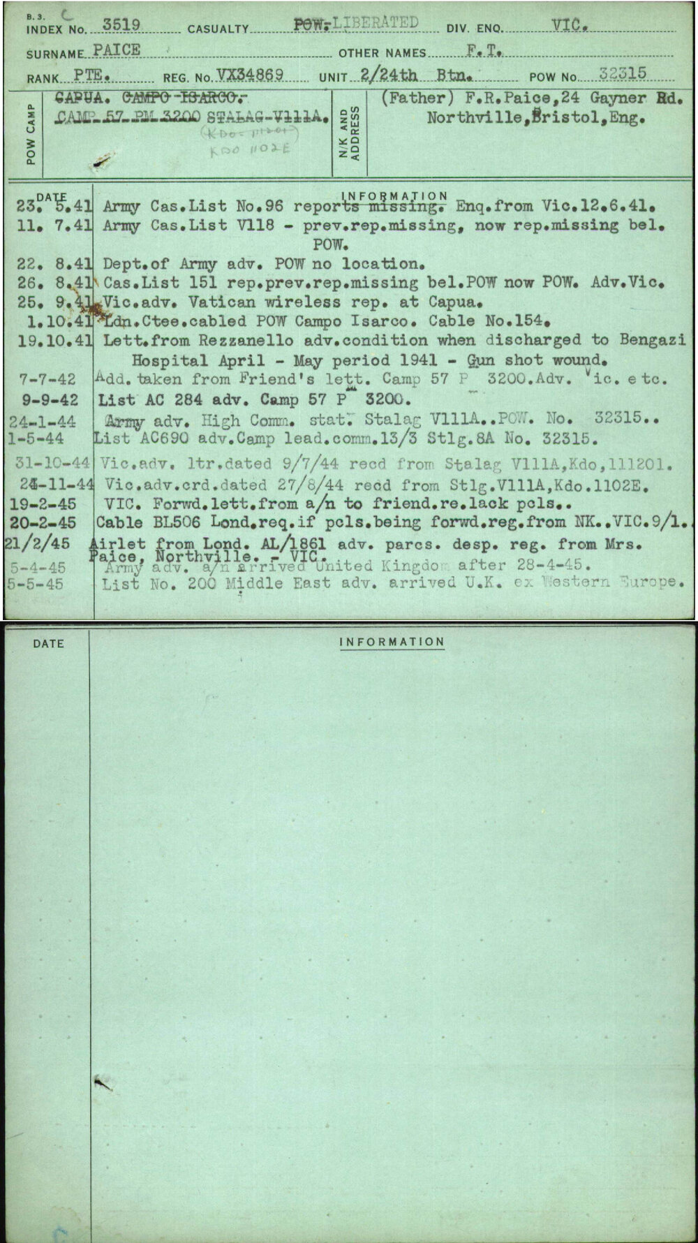 Paice, F T, VX34869