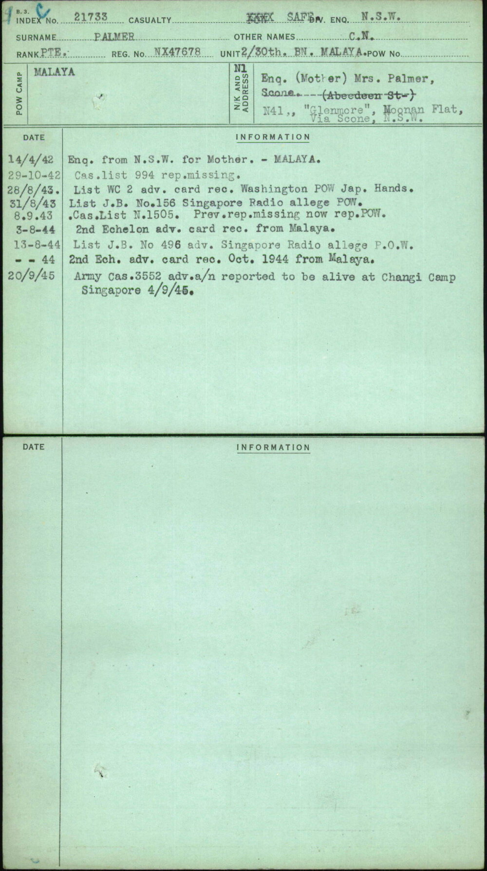 Palmer, C N, NX47678