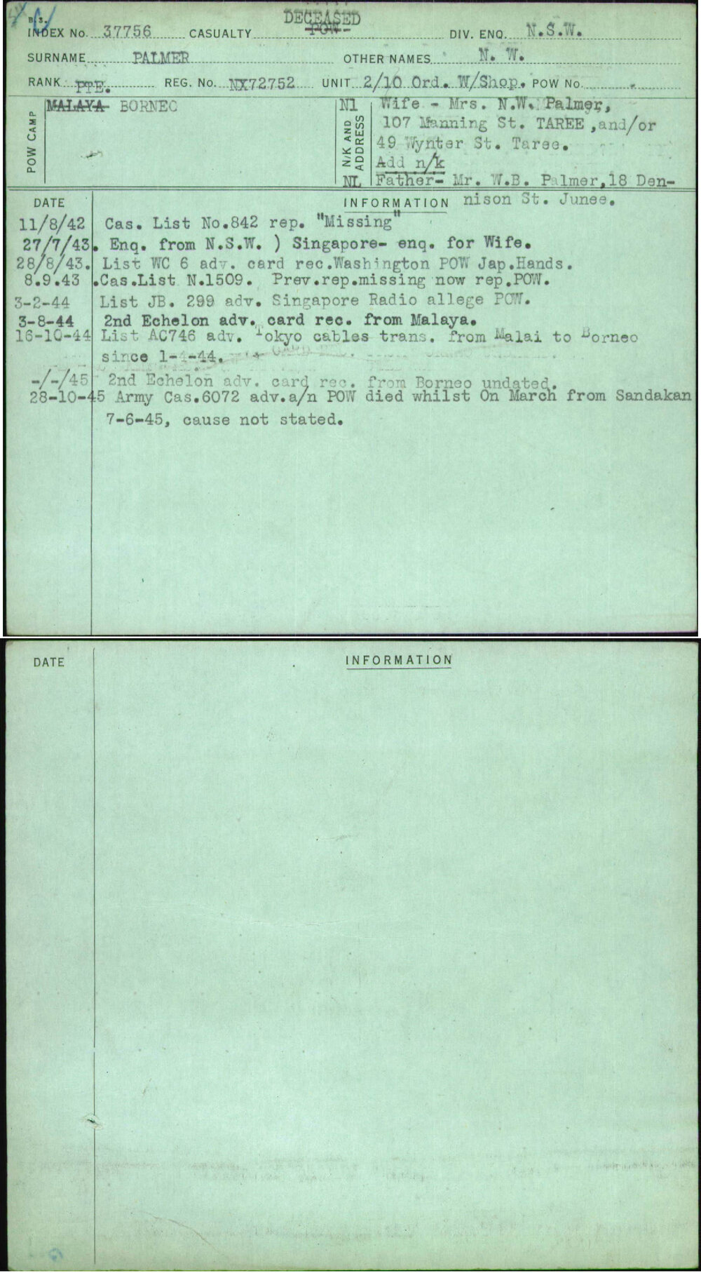 Palmer, N W, NX72752