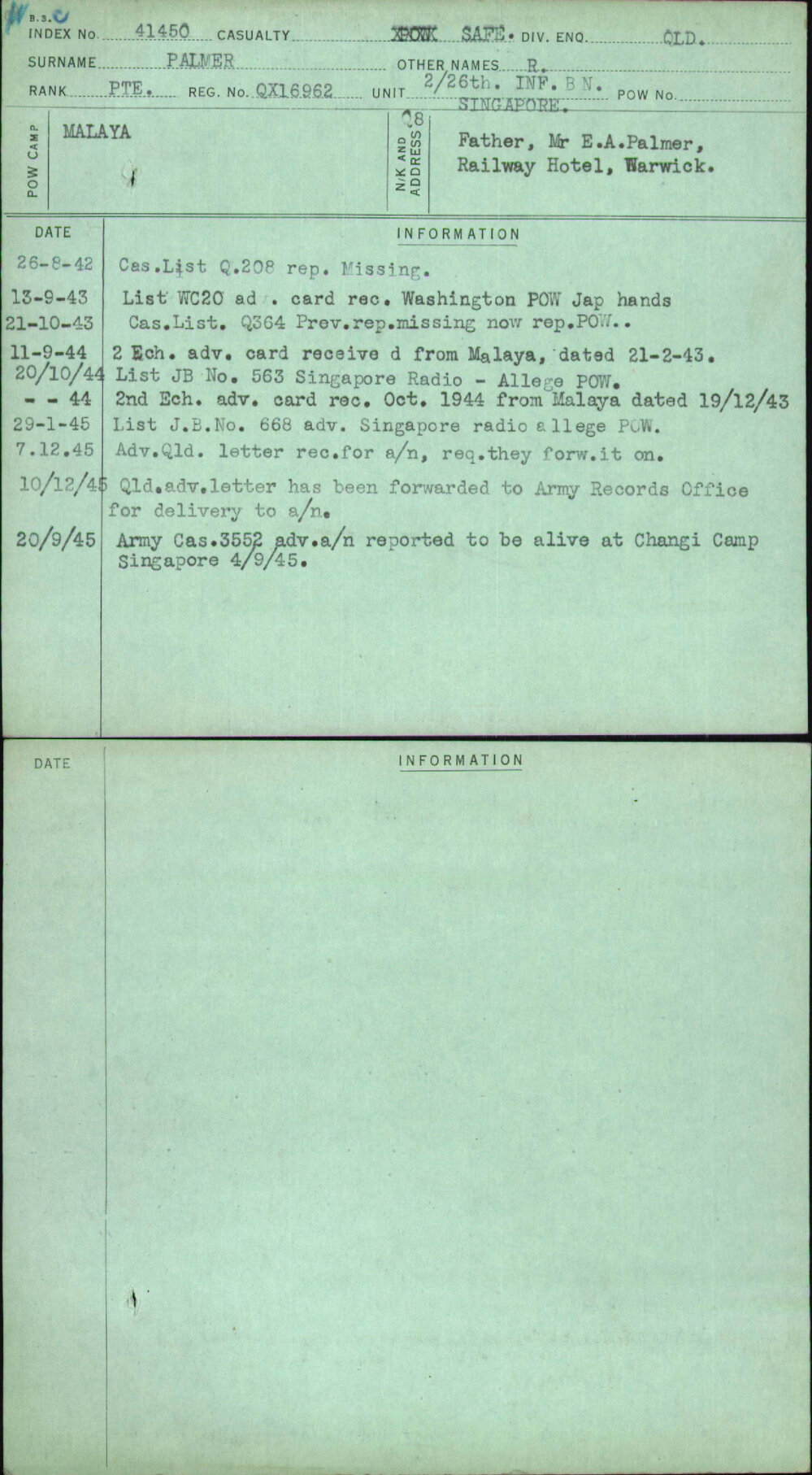 Palmer, R, QX16962