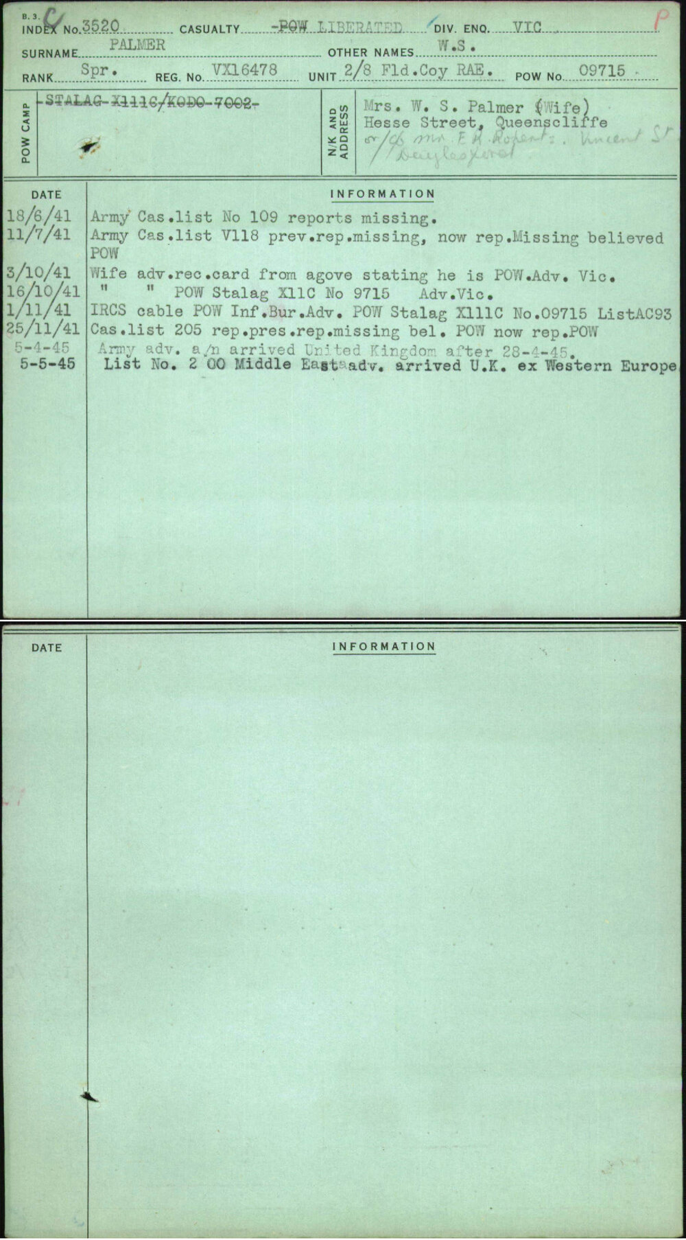 Palmer, W S, VX16478