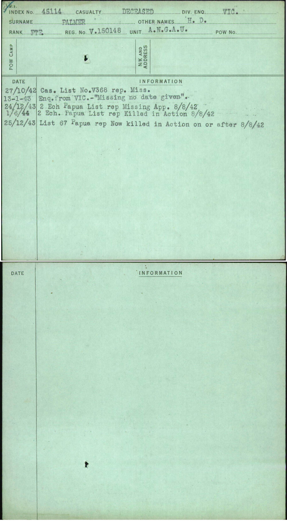 Palmer, H D, V150148